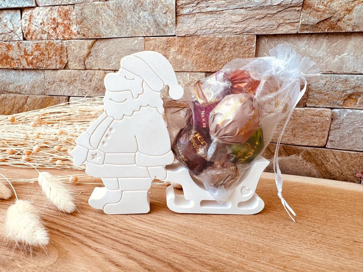 Silikon Gießform Weihnachtsmann mit Schlitten Überraschungsei Schokoladenhalter – Ansicht 9