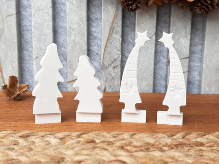 Silikon - Gießform - 4er Set Tannenbäume   - Klötzchen - Häuserkranz - image