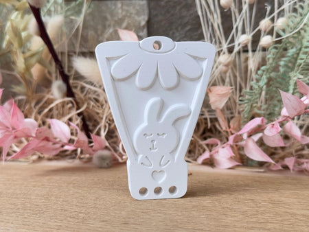 Silikon - Gießform  -  Hase mit Blumenballon - Aufhänger - Geschenkanhänger - image