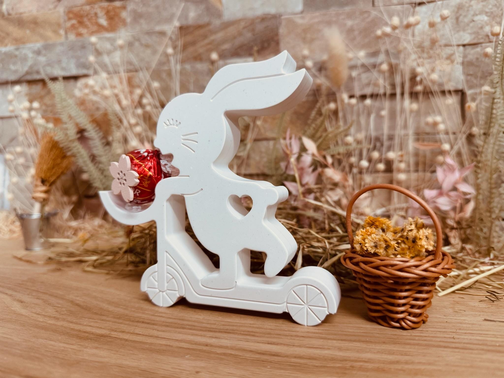 Silikon - Gießform - Hase mit Scooter - Ostern - Schokoladenkugelhalter -