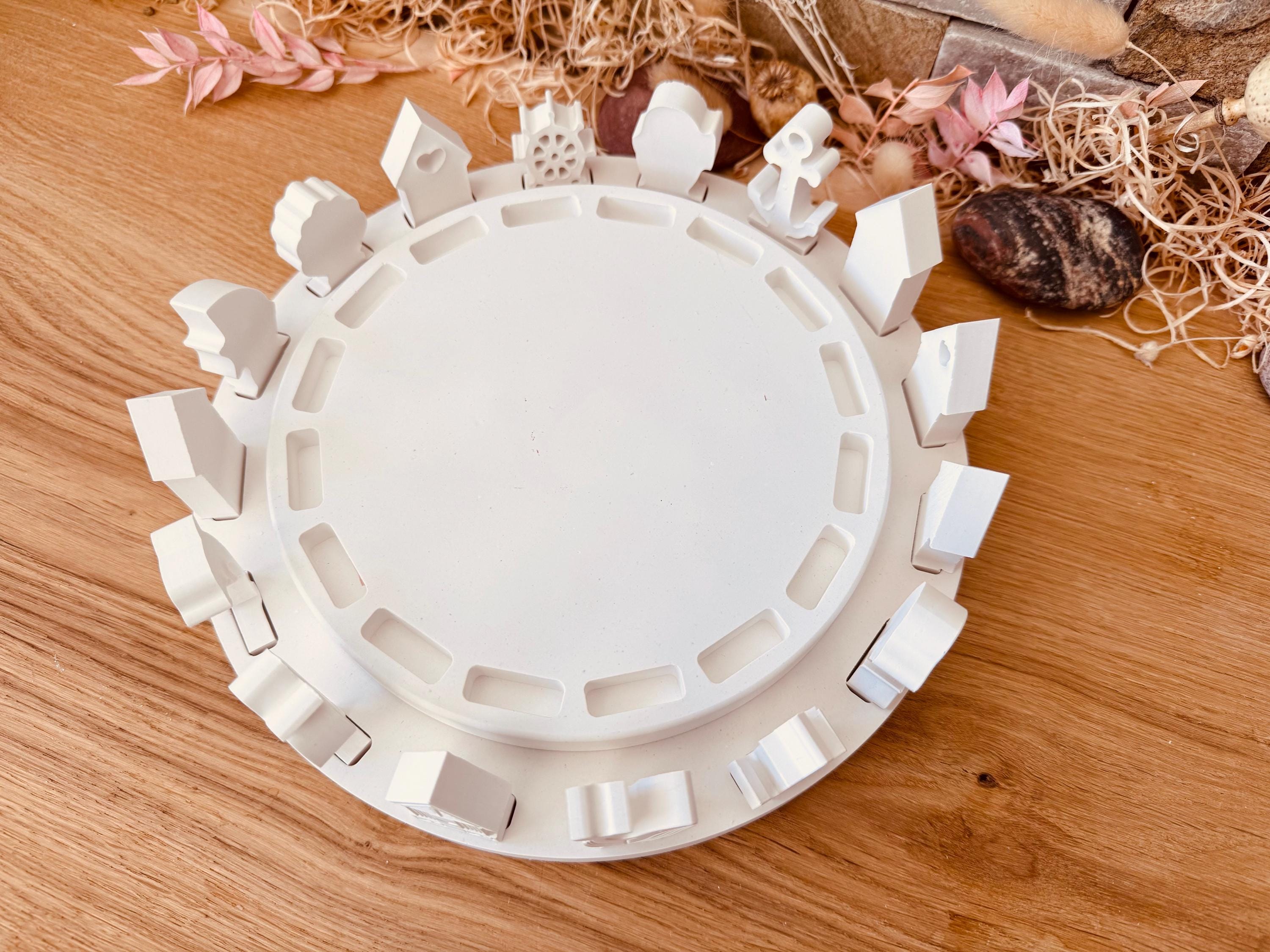 Silikon - Gießform - Klötzchenhäuser Grundplatte 22cm - Klötzchen - Häuserkranz -