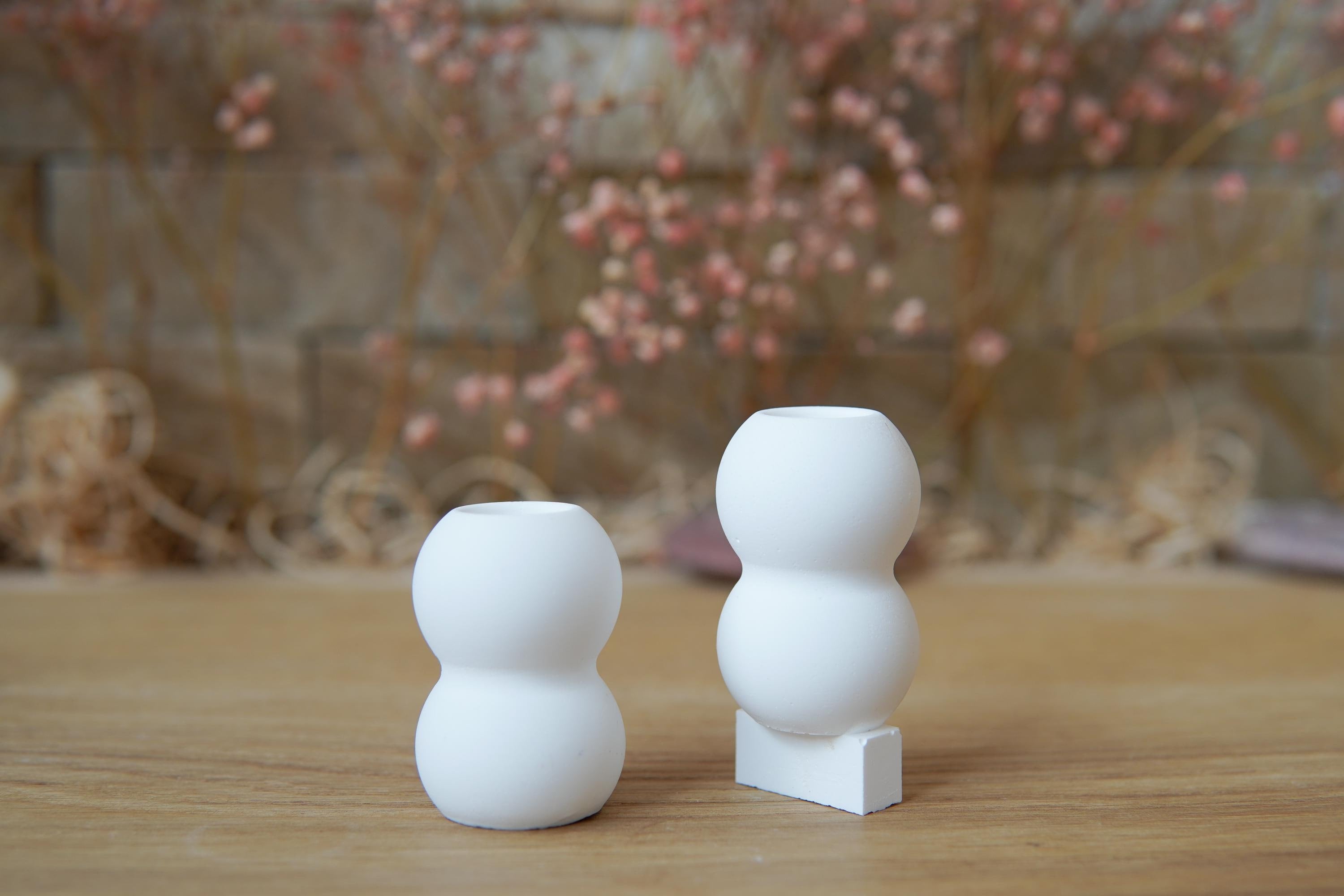 Silikon - Gießform - Mini Vase für unsere Häuserkranzplatten- 2er Kugeln - Stecksystem - Klötzchen - Häuserkranz -