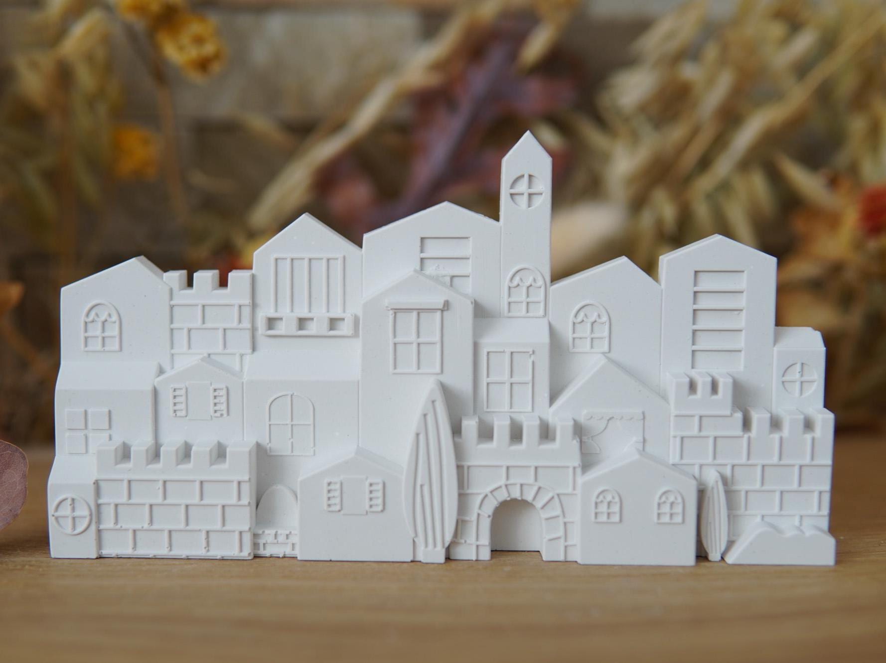 Silikon – Gießform – Mini-Stadt – passend für Holzklötzchen –