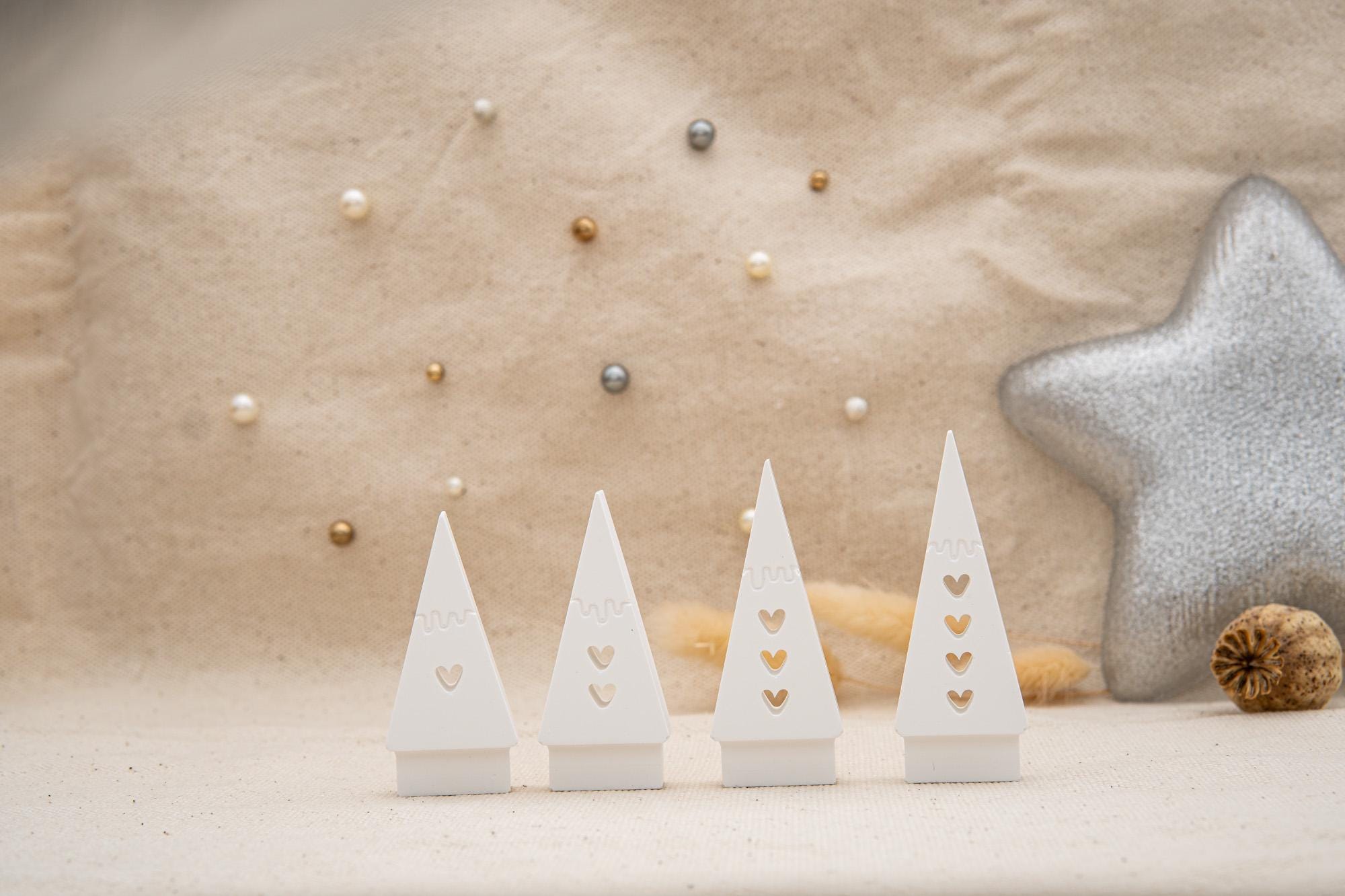 Silikon – Gießform – Dreieckstannen mit Herz – Steckform – passend für unser Stecksystem