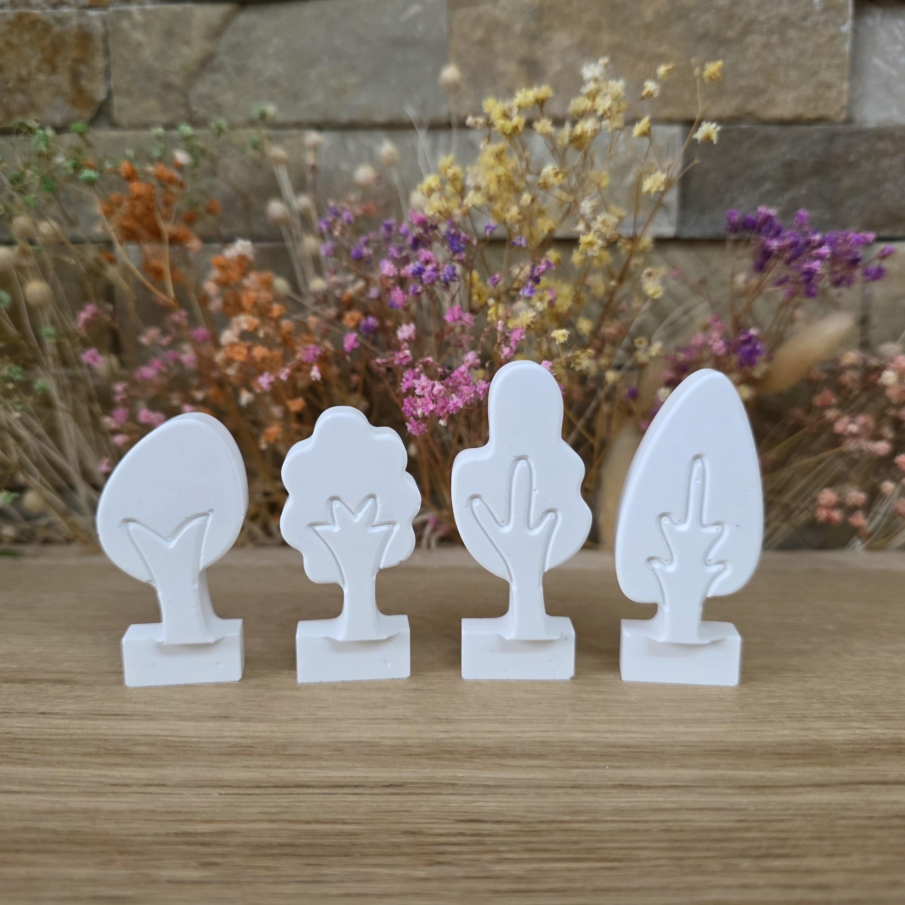 Silikon – Gießform – Steckform Baumquartett – 4 Bäume für den Steckkranz