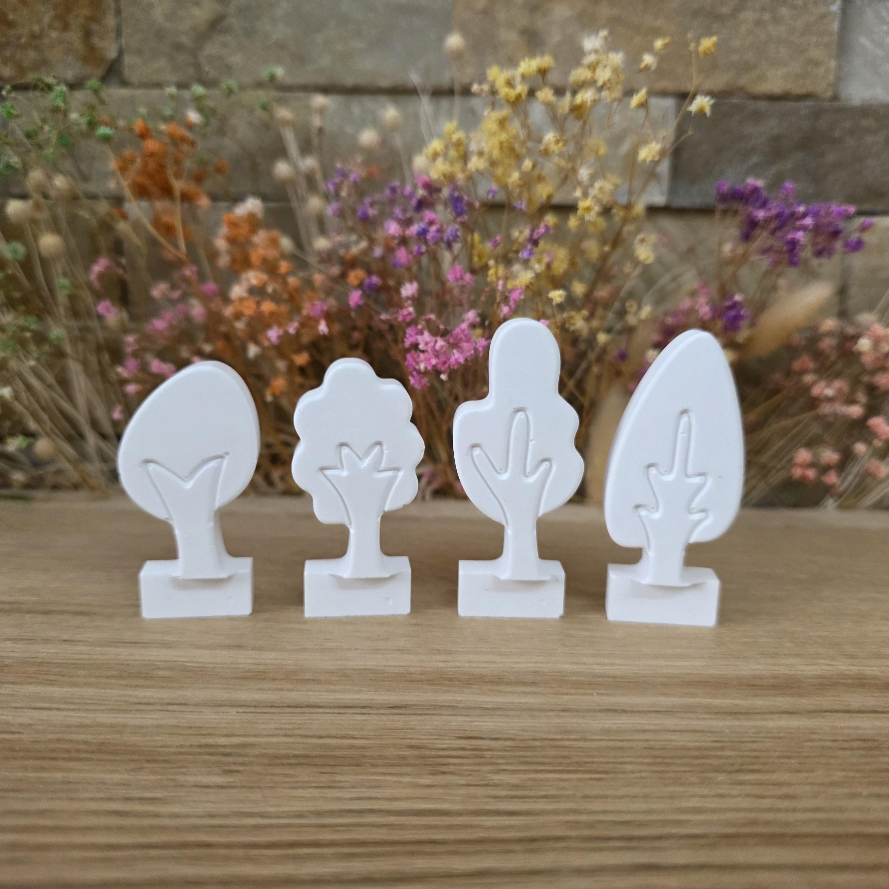 Silikon – Gießform – Steckform Baumquartett – 4 Bäume für den Steckkranz