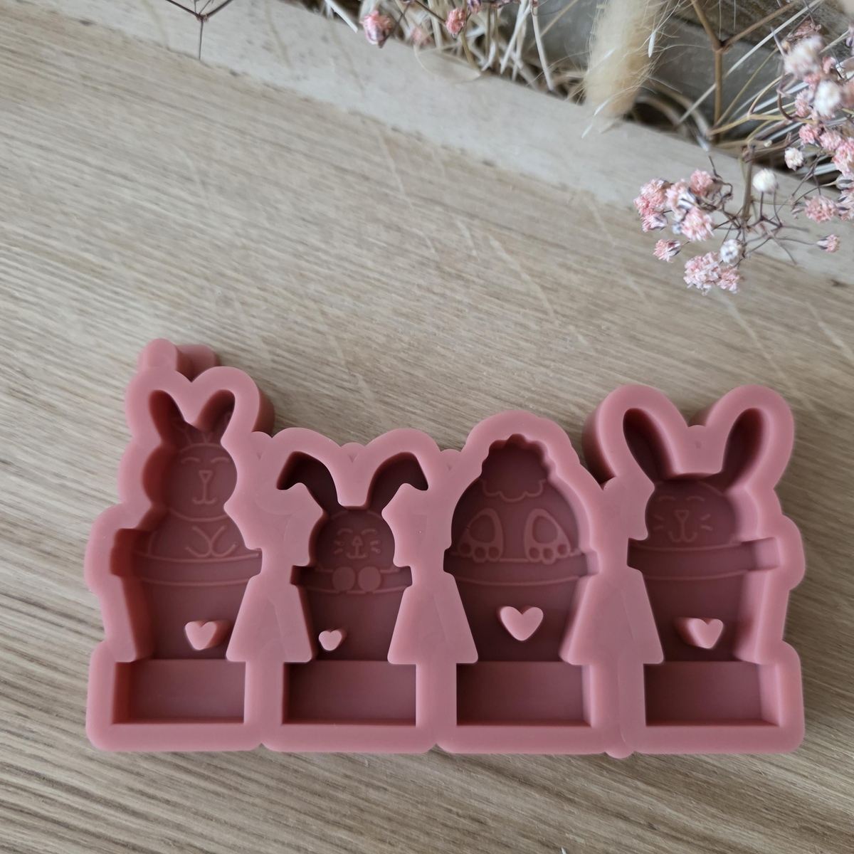 Silikon-Gießform Steckform Blumentopfhäschen 4 Hasen für den Steckkranz – Ansicht 2