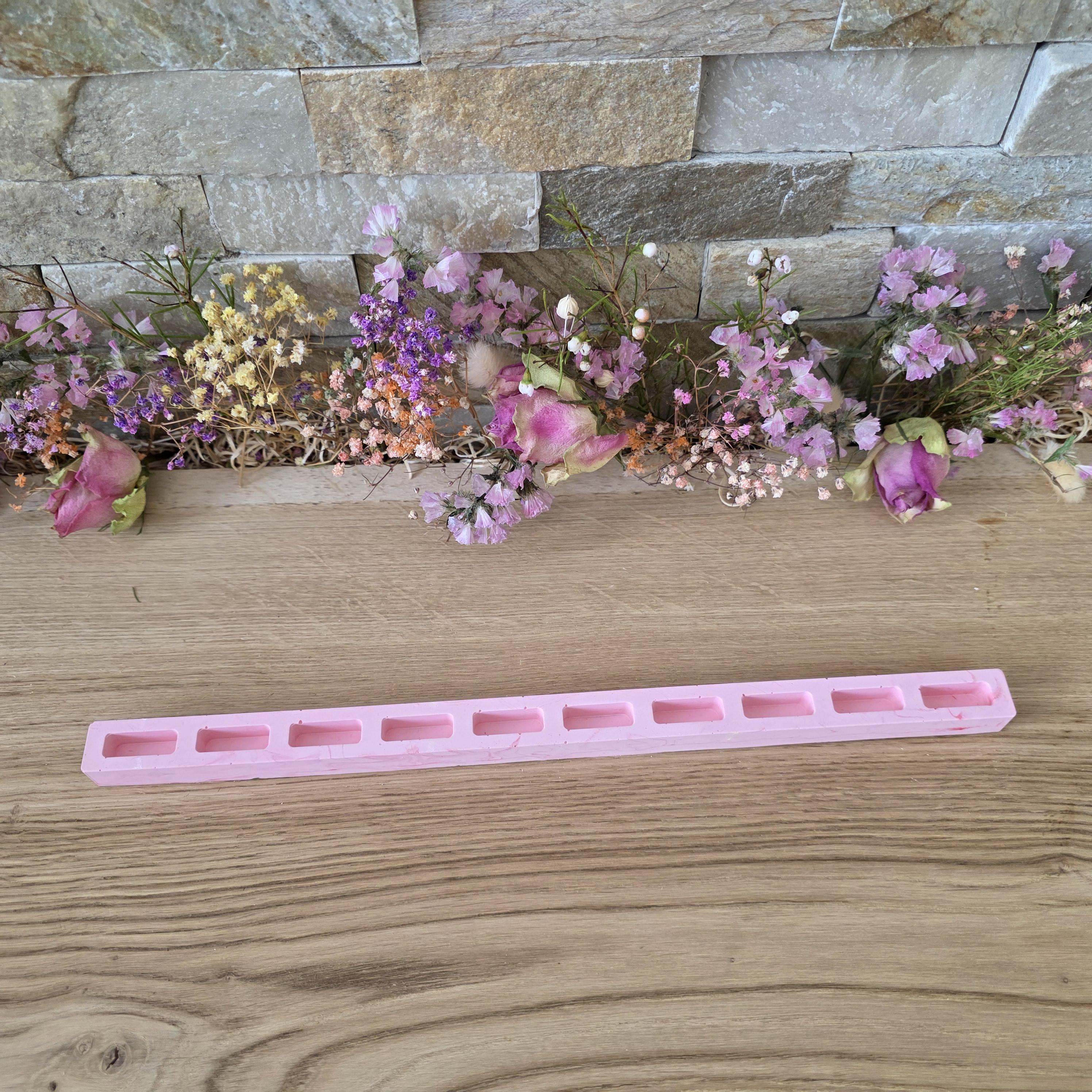 Silikon – Gießform – Steckform Klötzchenleiste – Platz für 10 Stecker