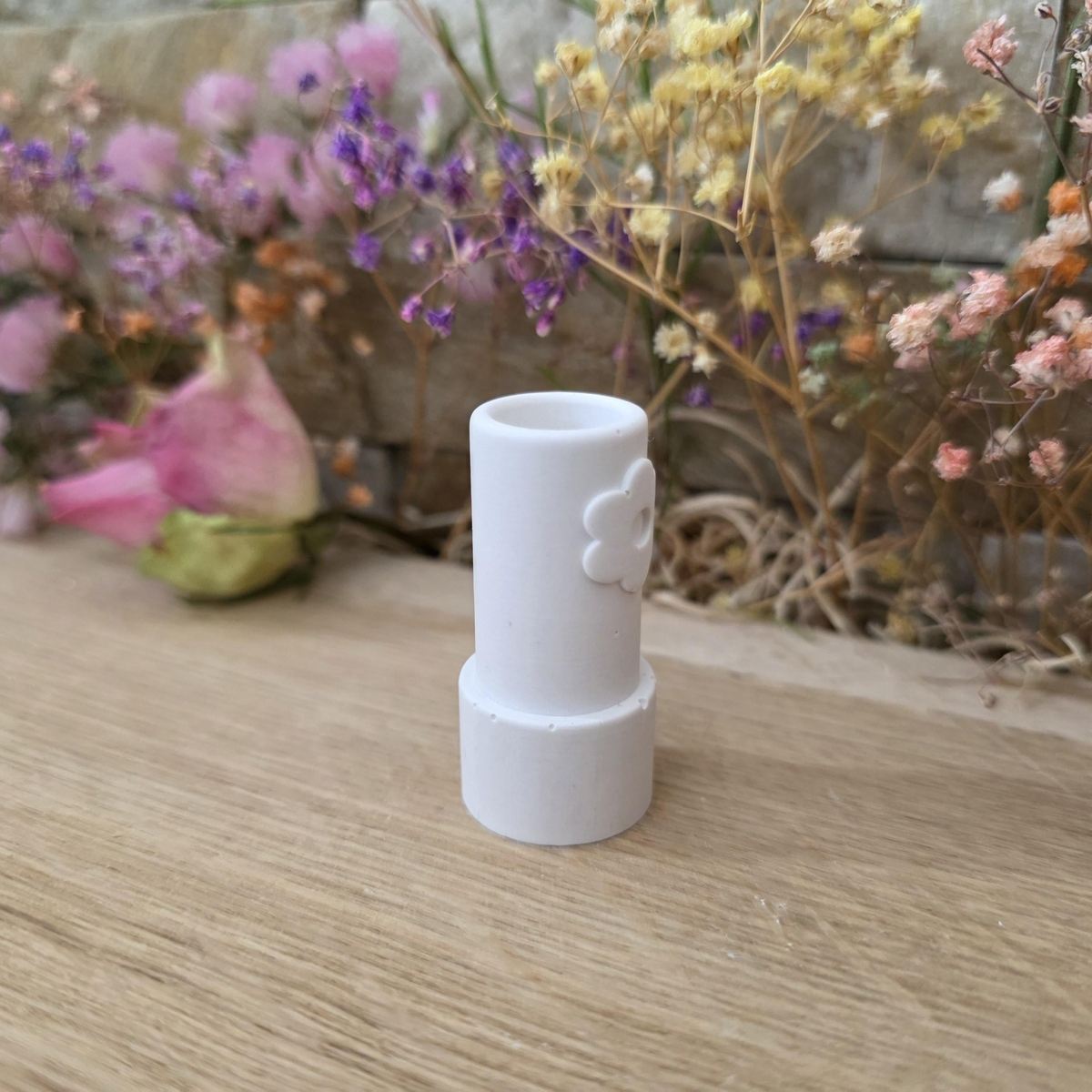 Silikon-Gießform Stecker Blume für 13 mm Kerze oder Trockenblumen – Ansicht 4