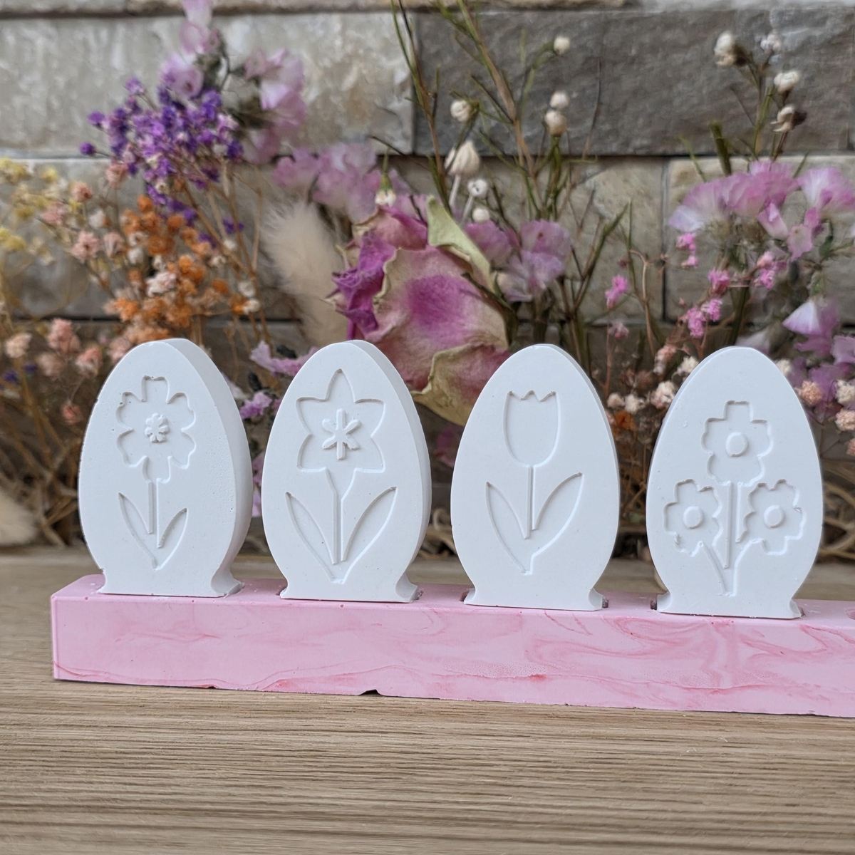 Silikon-Gießform Steckform Eier 4erSet mit Frühlingsblumen – Ansicht 8