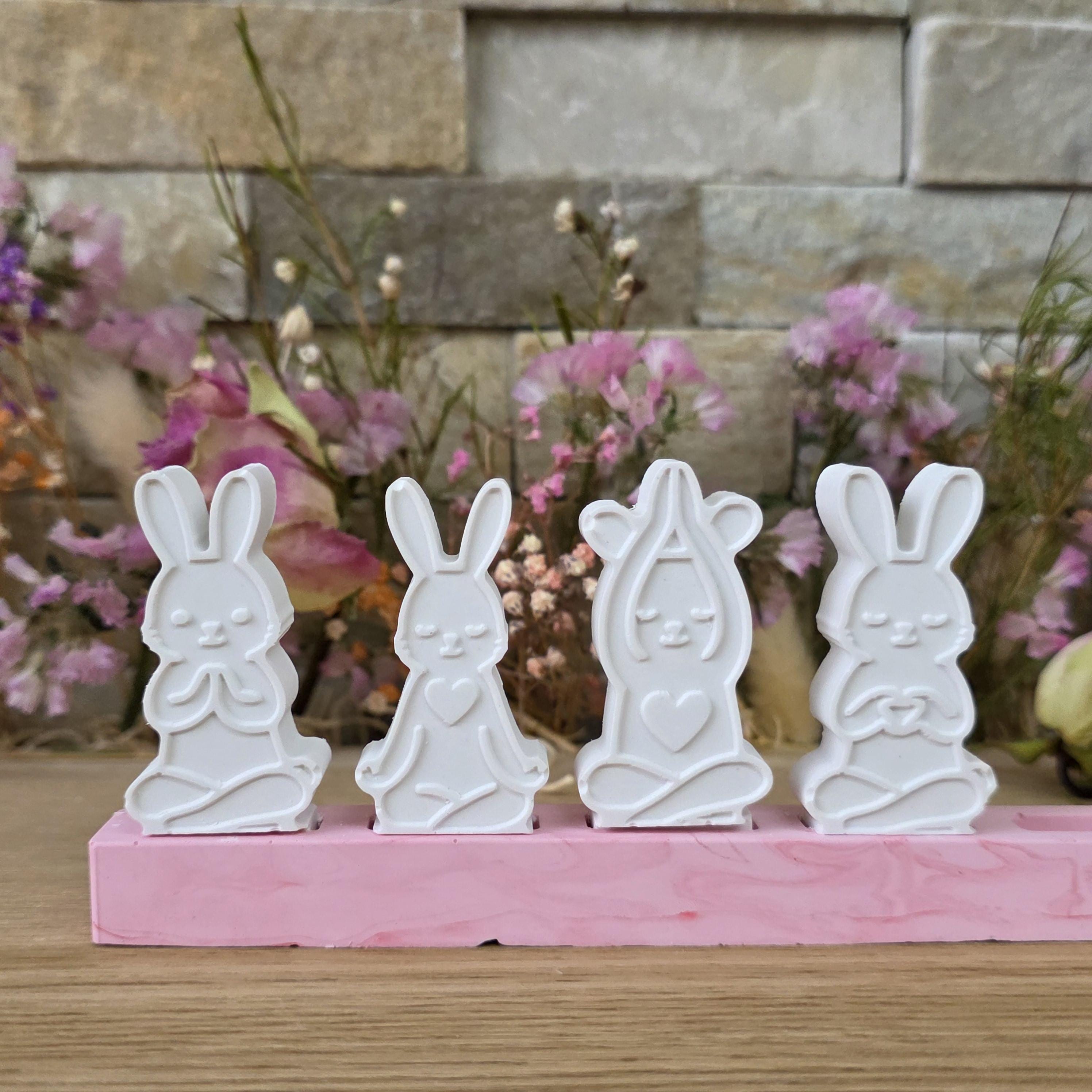 Silikon – Gießform – Yoga-Hasen – 4er-Set für den Steckkranz