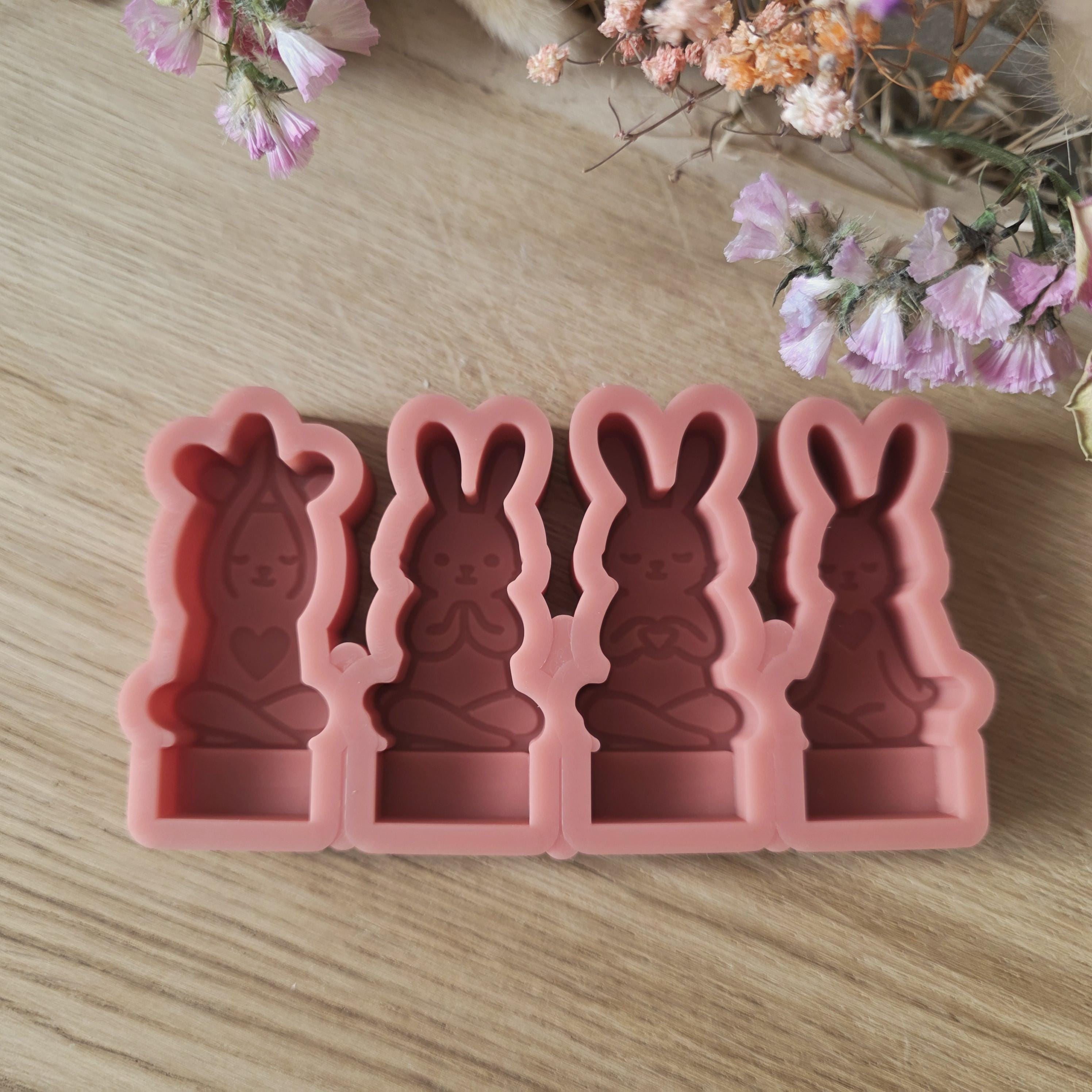 Silikon – Gießform – Yoga-Hasen – 4er-Set für den Steckkranz