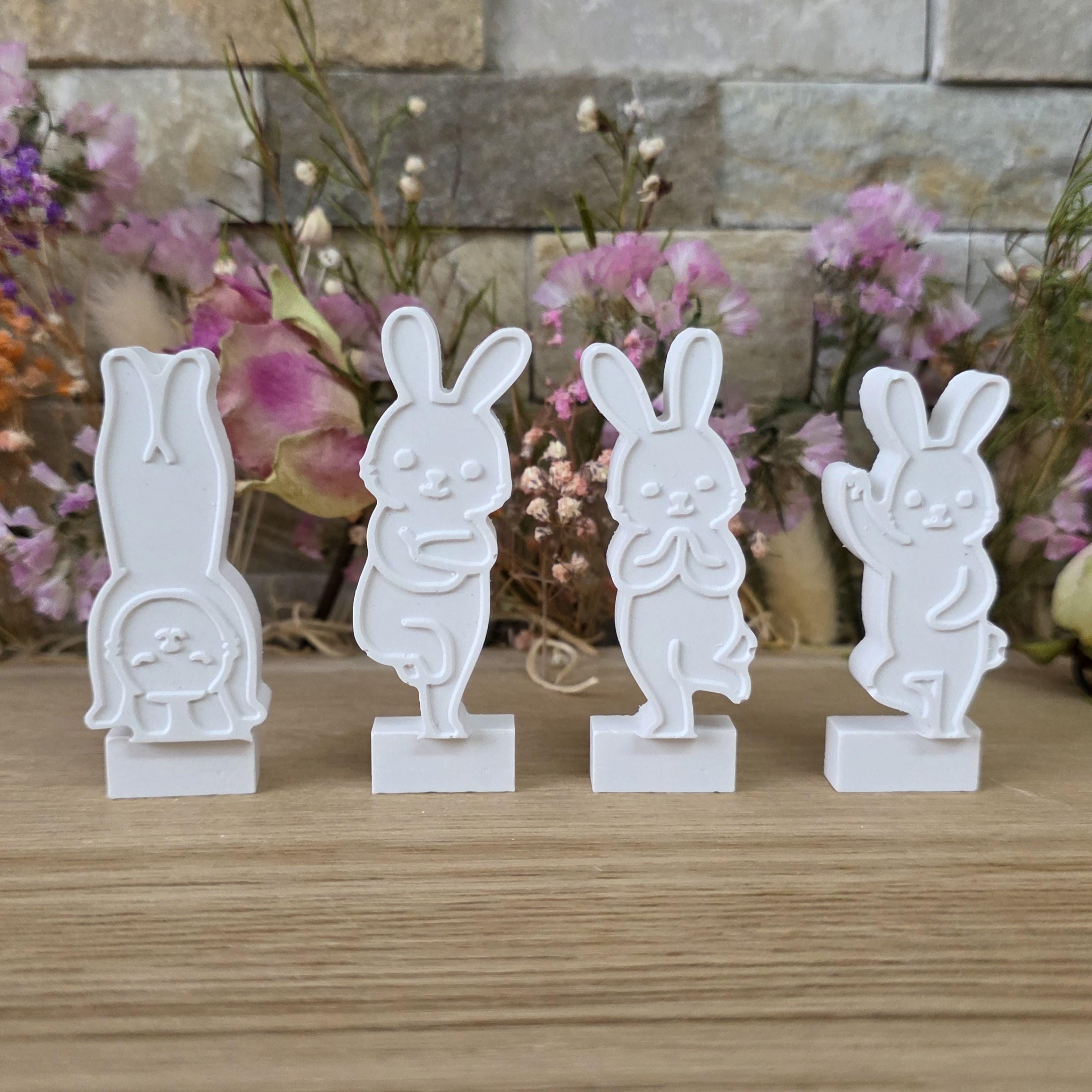 Silikon – Gießform – Steckform Tanzende Hasen – 4er-Set