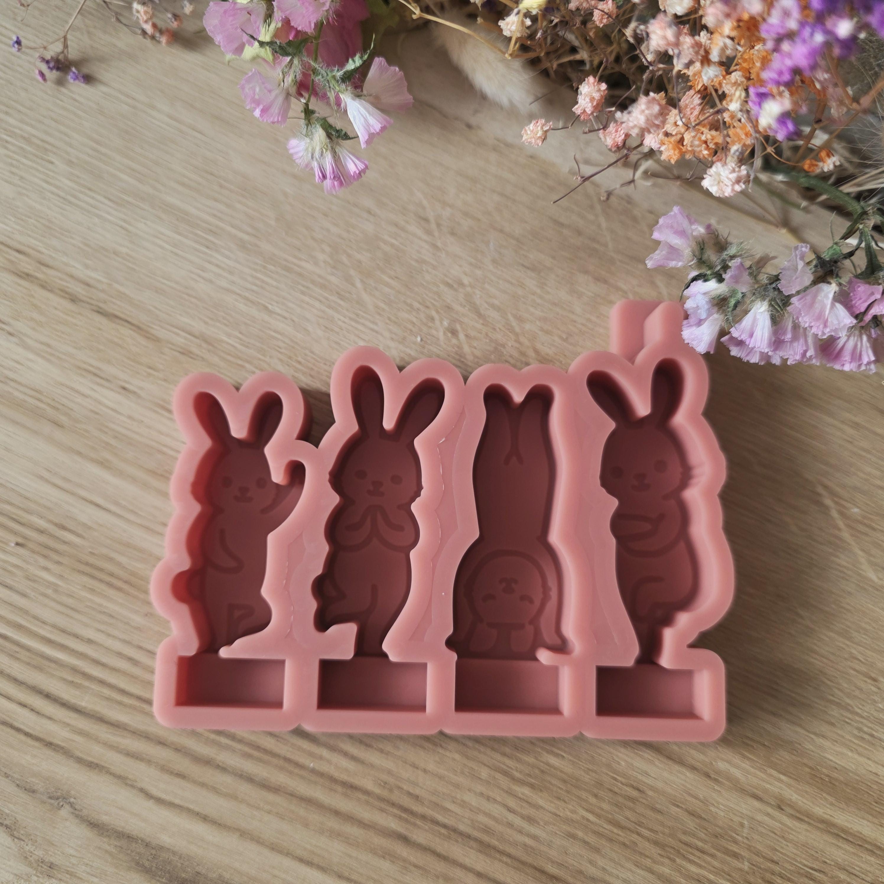 Silikon – Gießform – Steckform Tanzende Hasen – 4er-Set