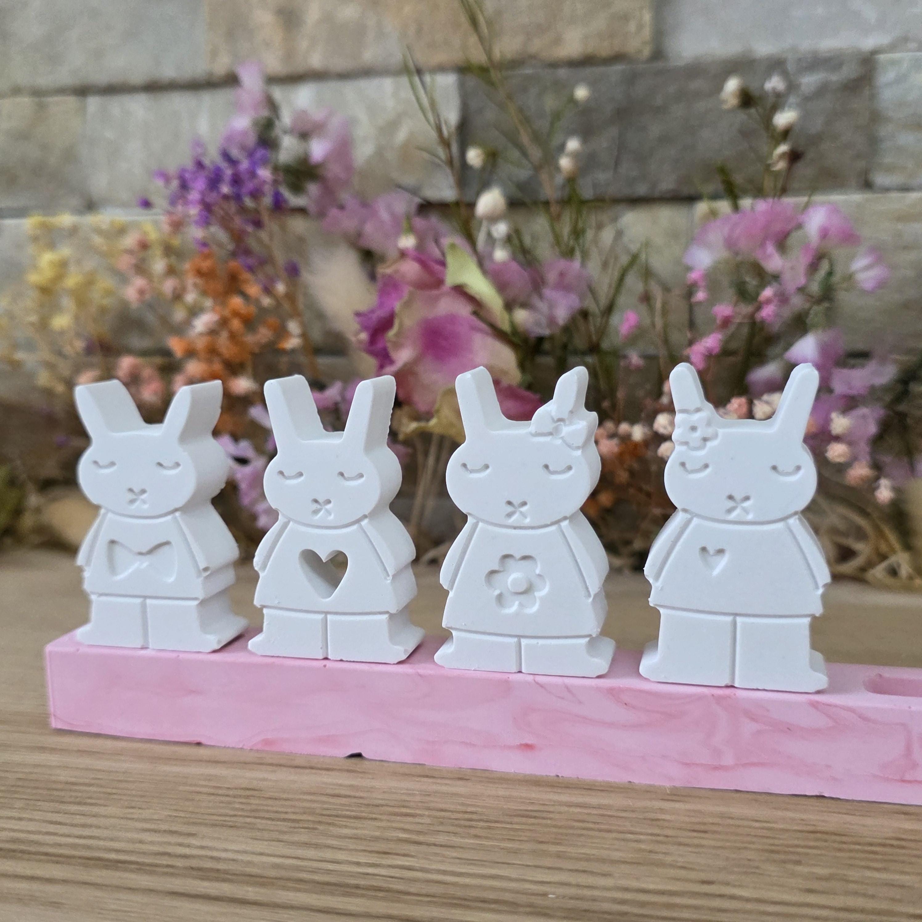 Silikon – Gießform – Steckform Hasen X-Mund – 4er-Set mit Gravur