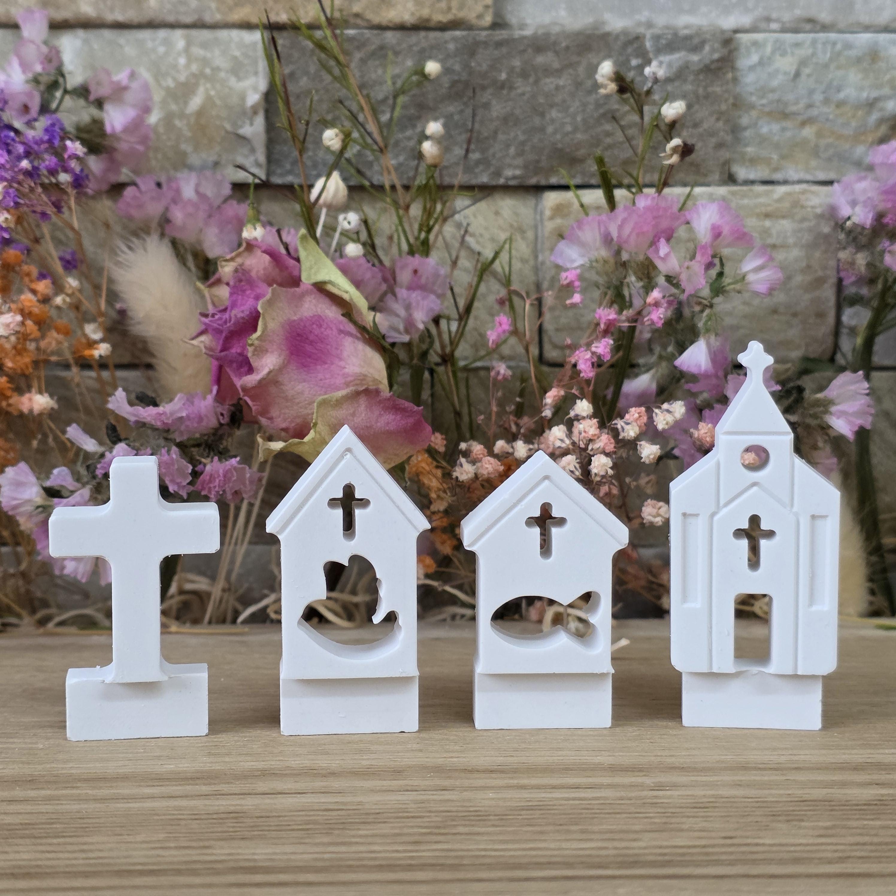 Silikon – Gießform – Steckform Kirchen-Set – 4er-Set für Kommunion & Konfirmation