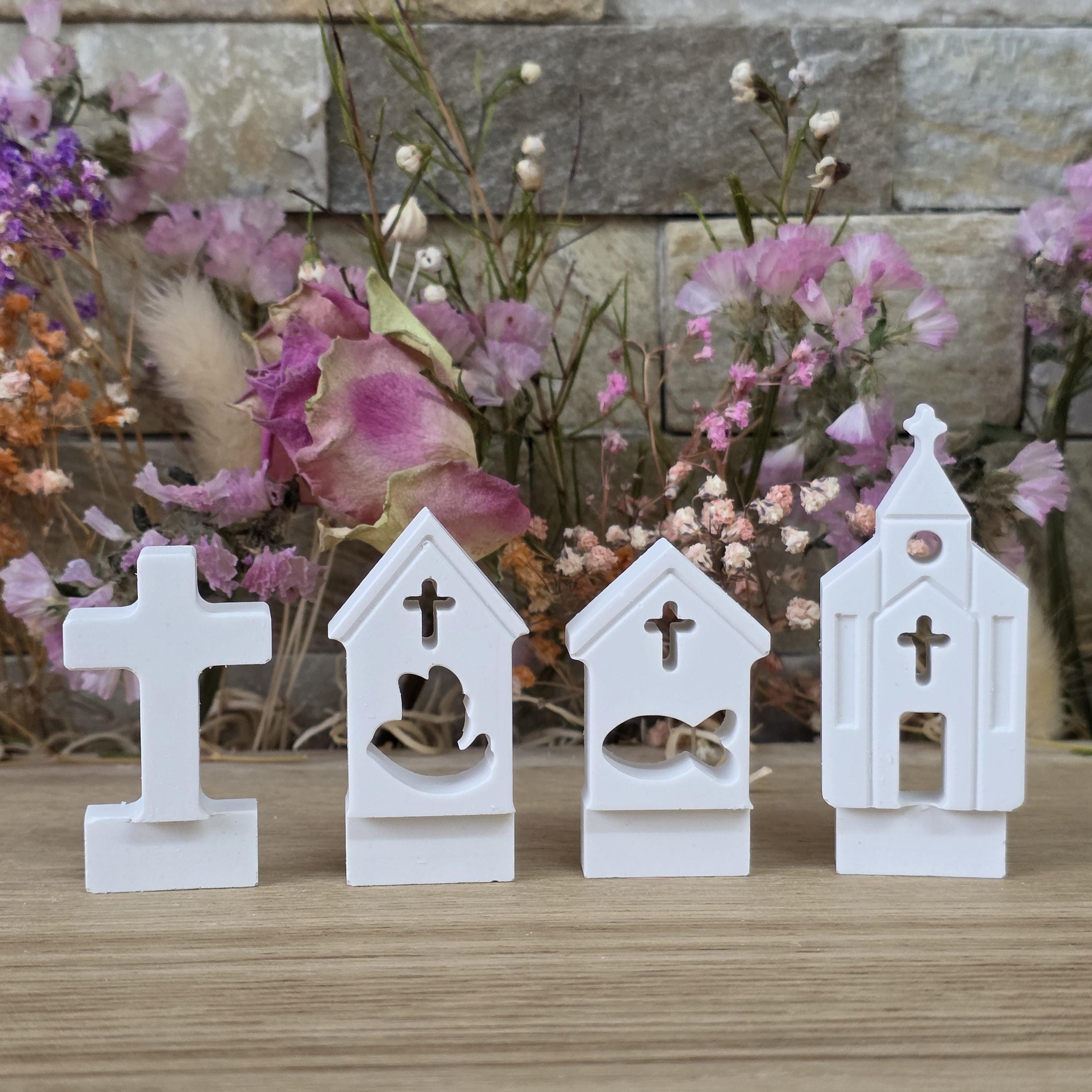 Silikon – Gießform – Steckform Kirchen-Set – 4er-Set für Kommunion & Konfirmation