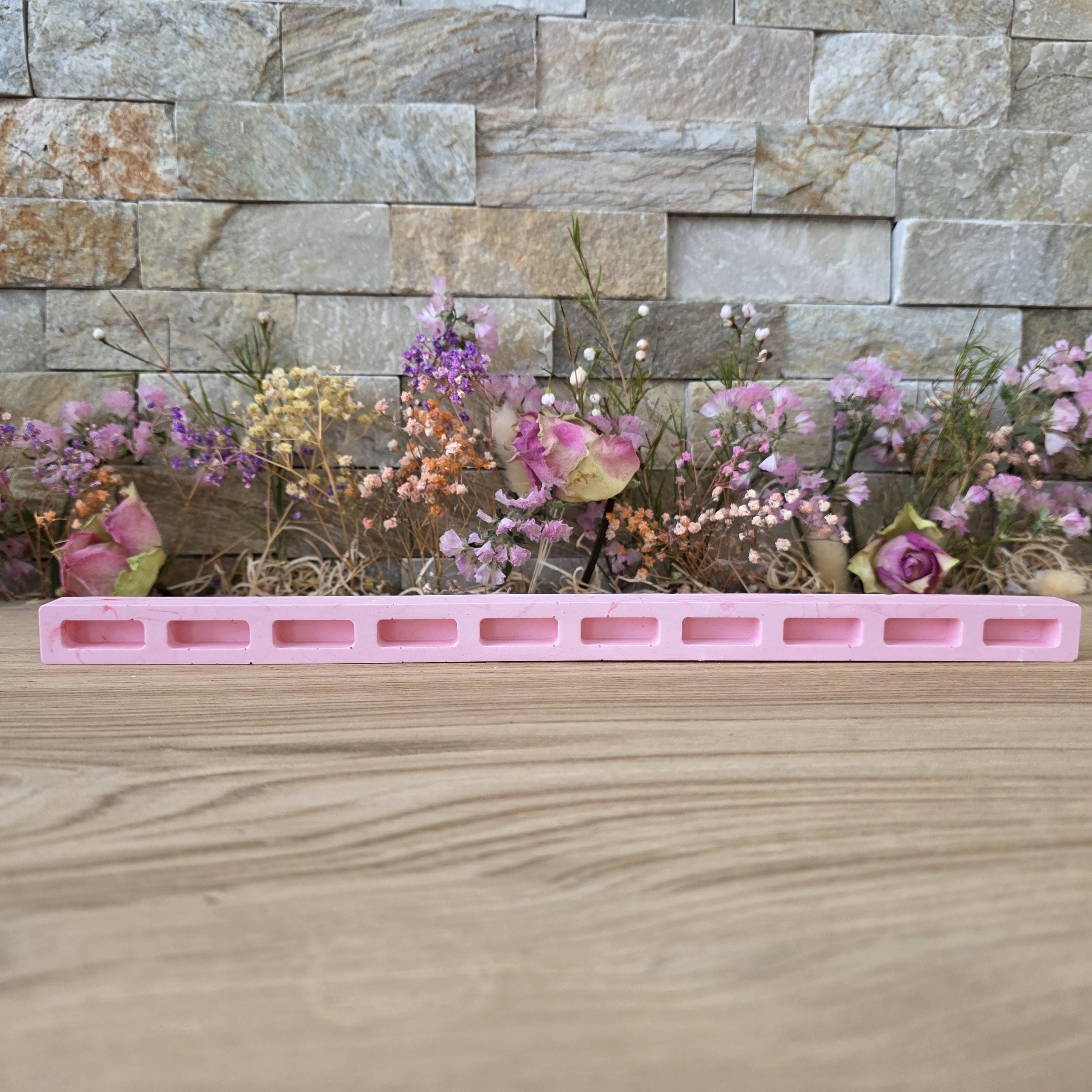 Silikon – Gießform – Steckform Klötzchenleiste – Platz für 10 Stecker