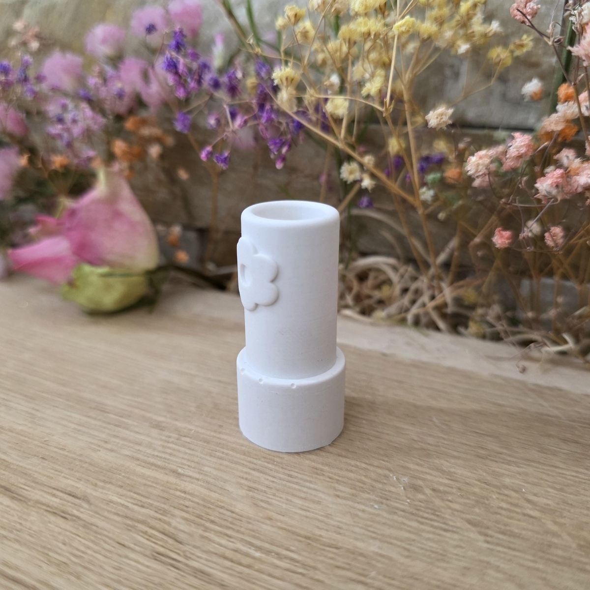 Silikon-Gießform Stecker Blume für 13 mm Kerze oder Trockenblumen – Ansicht 3