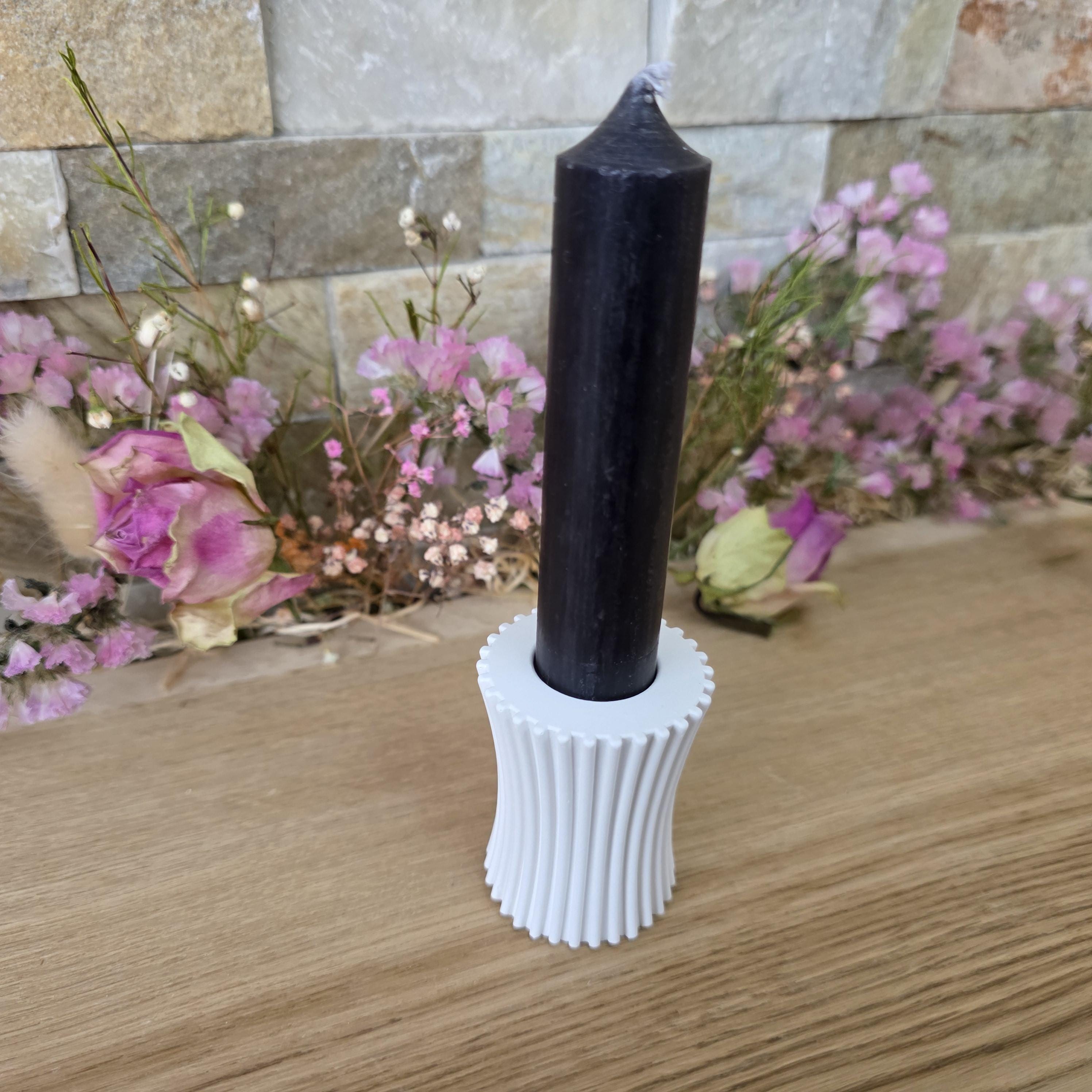 Silikon – Gießform – Etagere-Erhöhung 2in1 – Rillenstruktur – für 22 mm Stabkerzen -