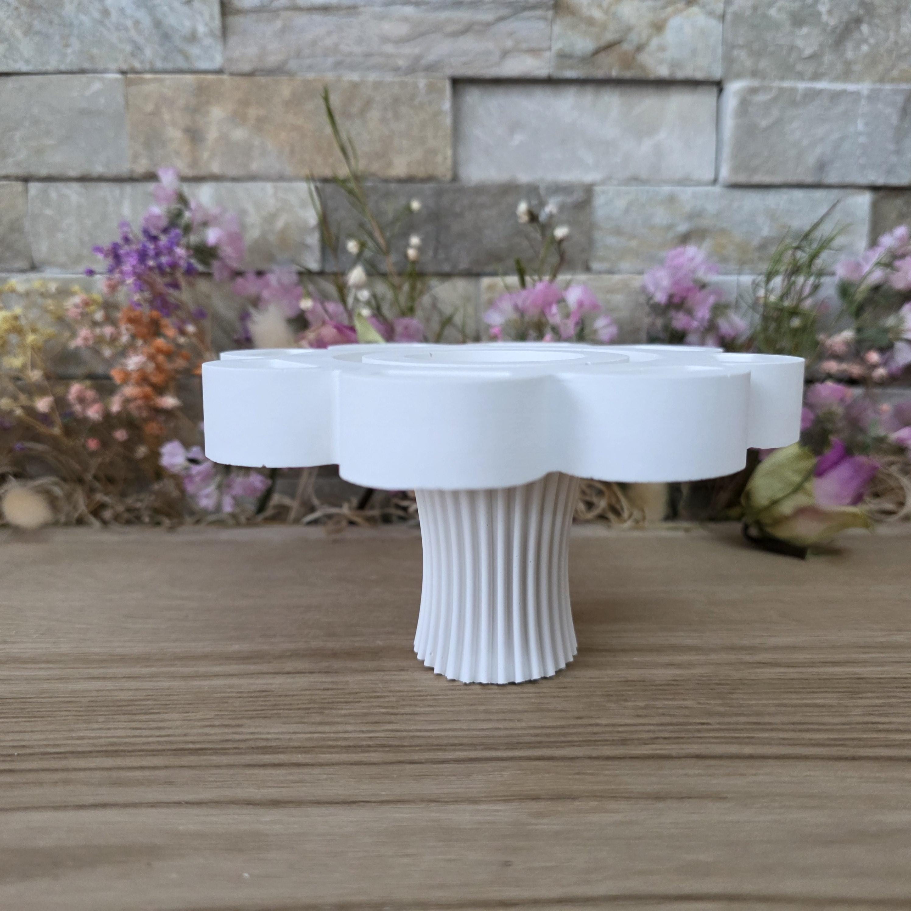 Silikon – Gießform – Etagere-Erhöhung 2in1 – Rillenstruktur – für 22 mm Stabkerzen -