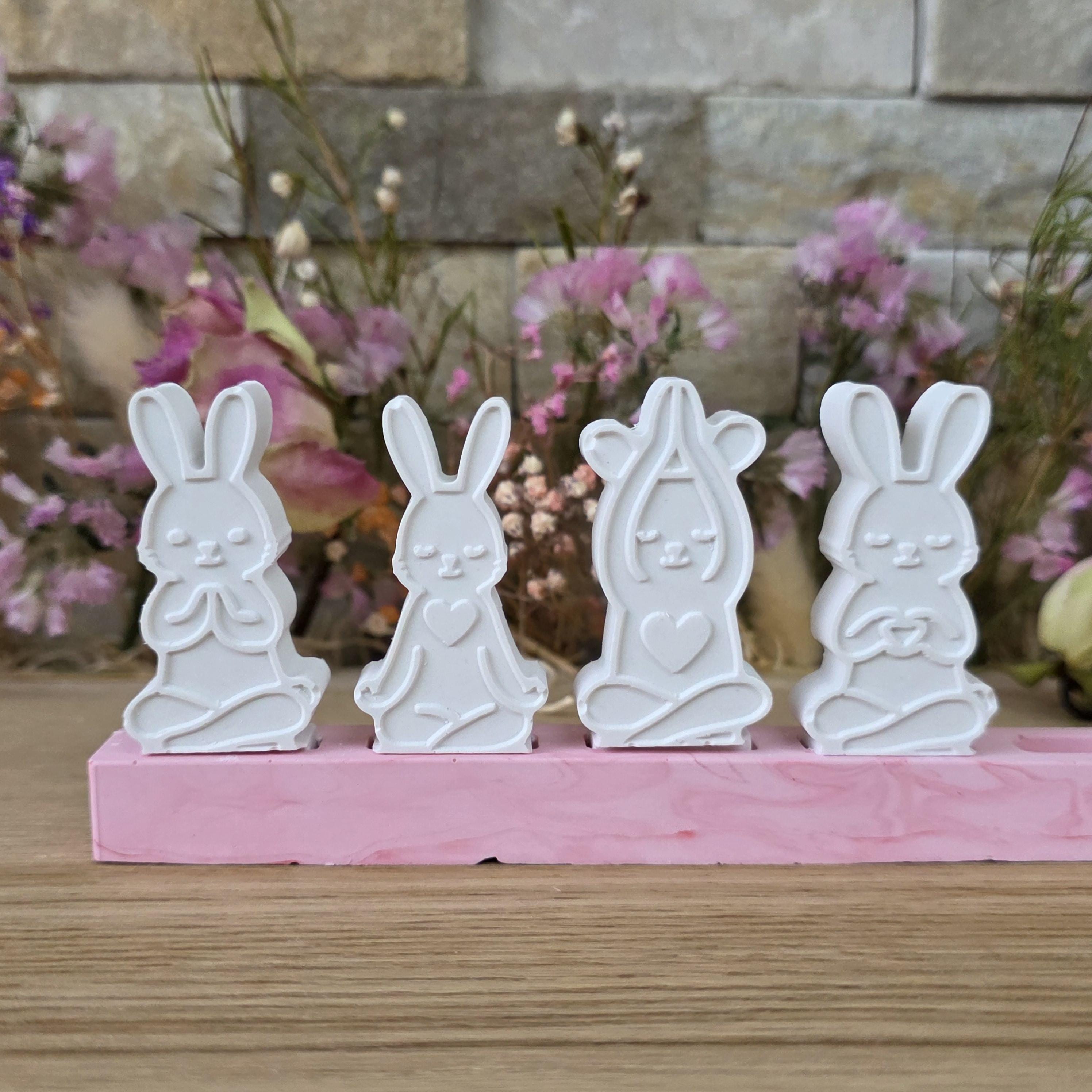 Silikon – Gießform – Yoga-Hasen – 4er-Set für den Steckkranz