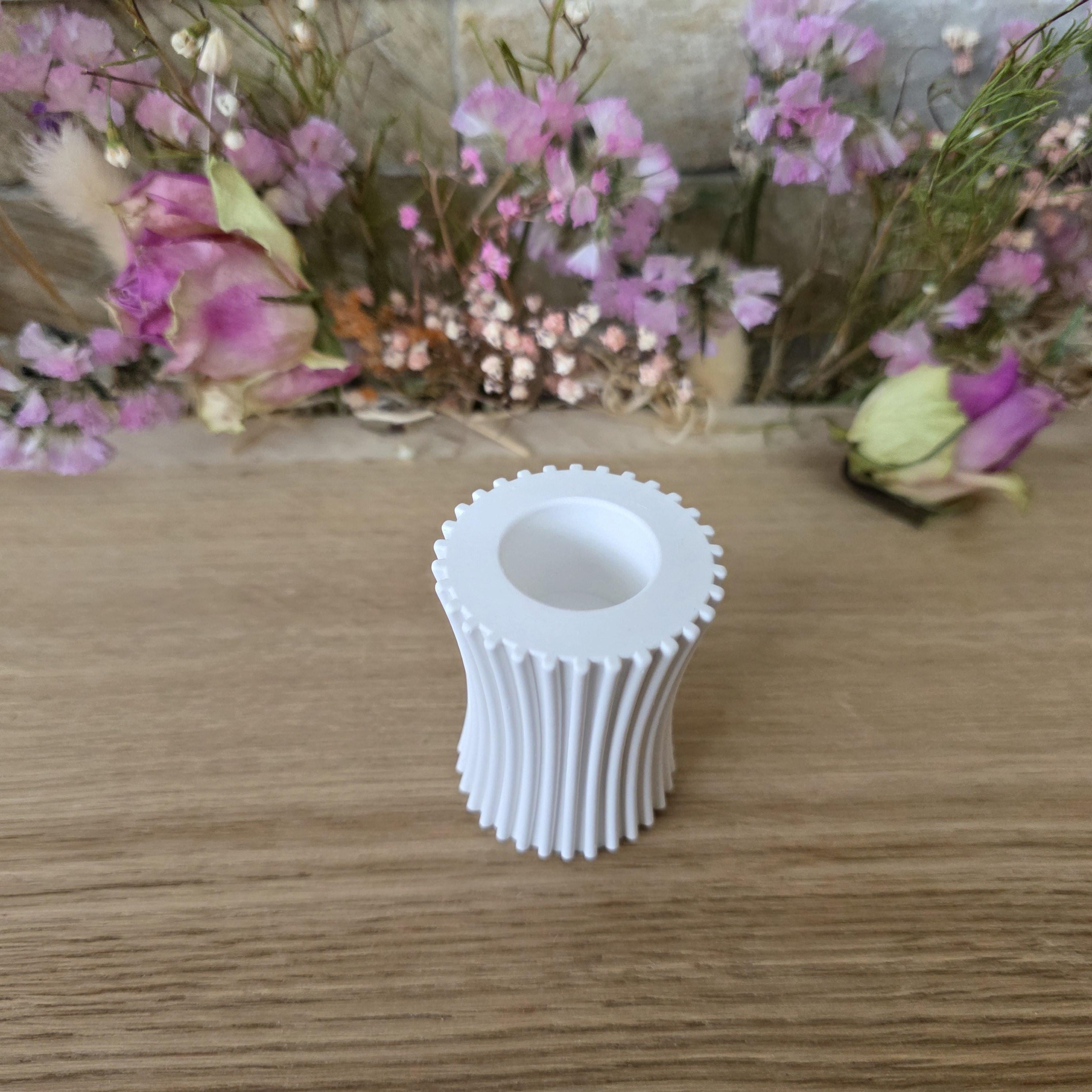 Silikon – Gießform – Etagere-Erhöhung 2in1 – Rillenstruktur – für 22 mm Stabkerzen -