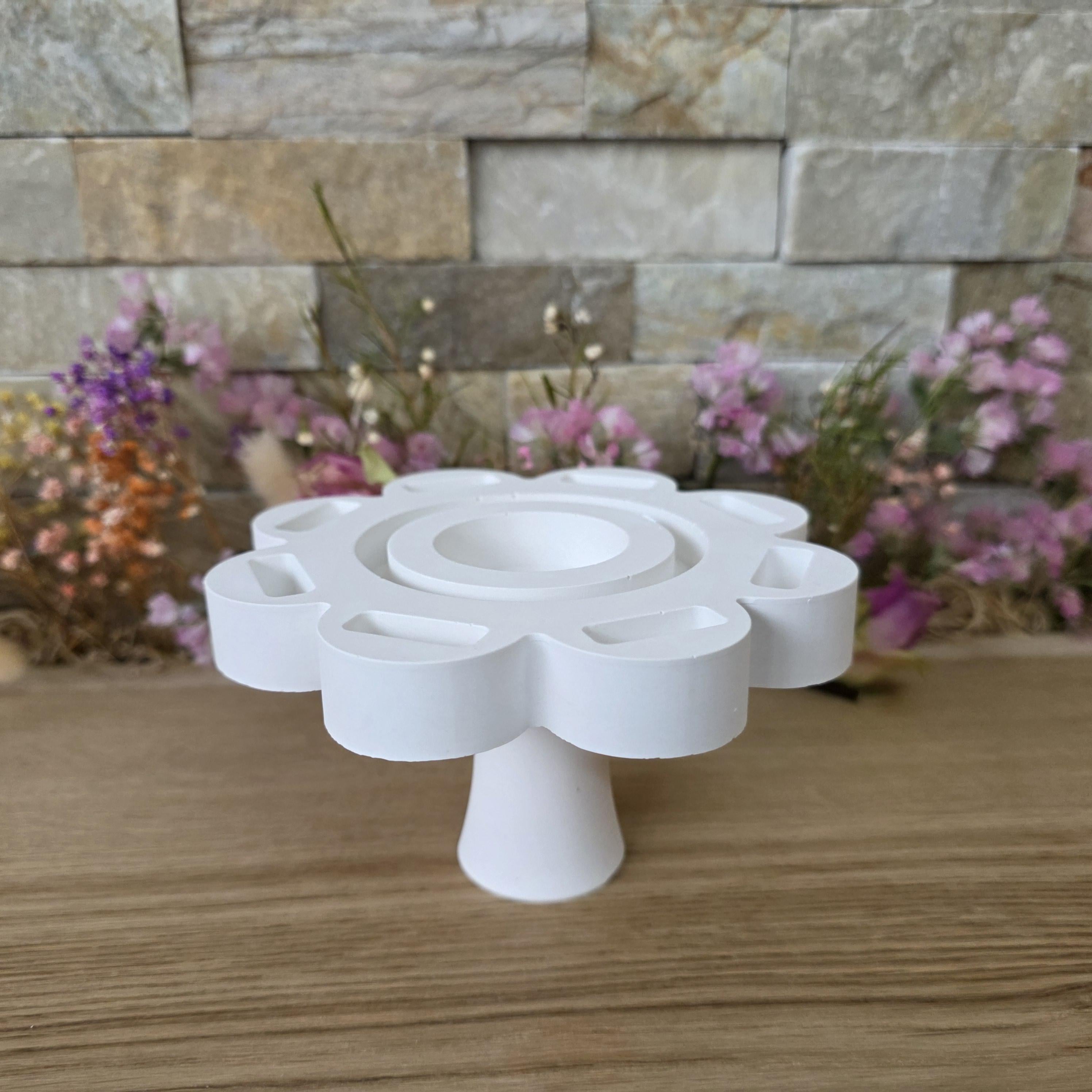 Silikon – Gießform – Etagere-Erhöhung 2in1 – Glatt – für 22 mm Stabkerzen -