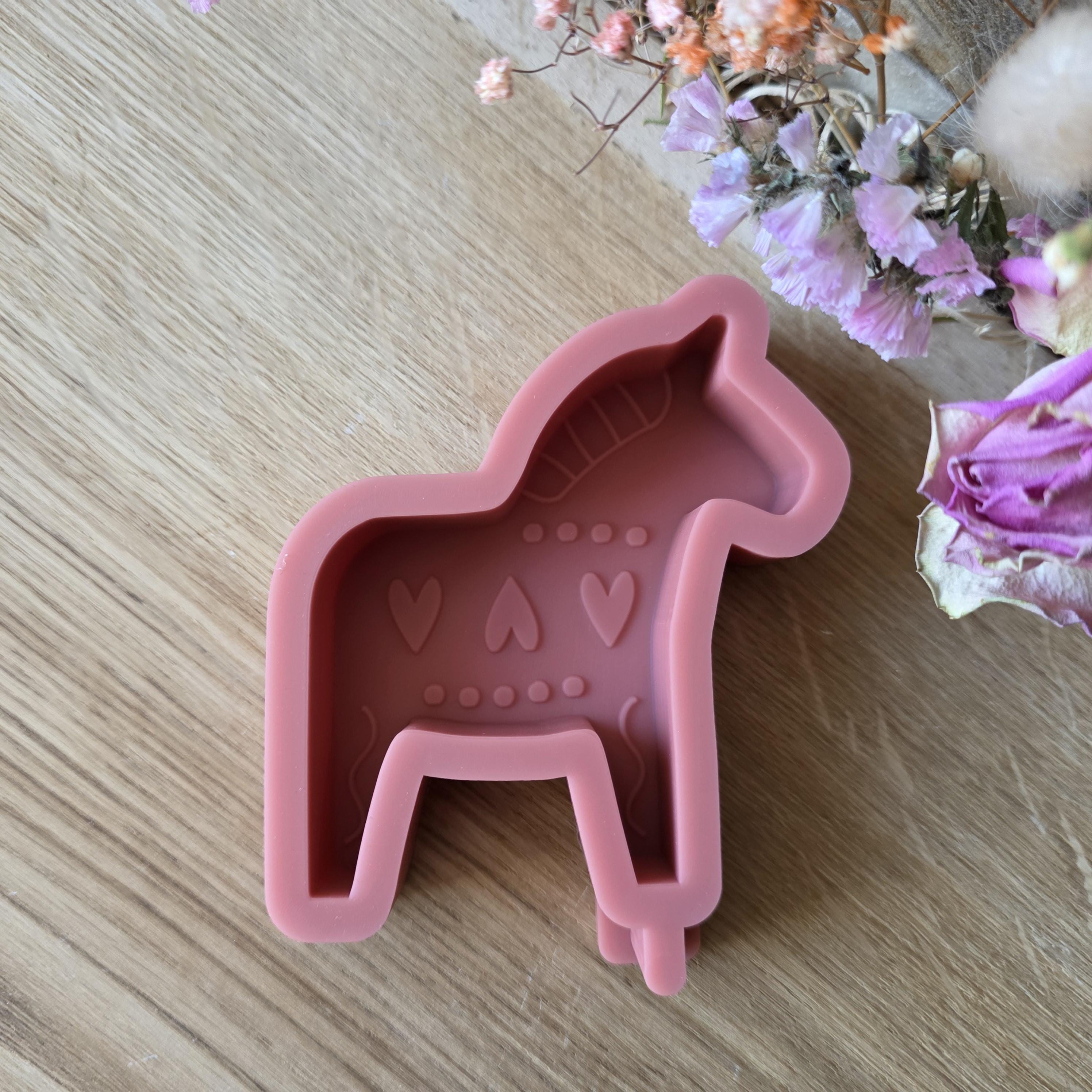 Silikon – Gießform – Dalapferd Herzpunkte -