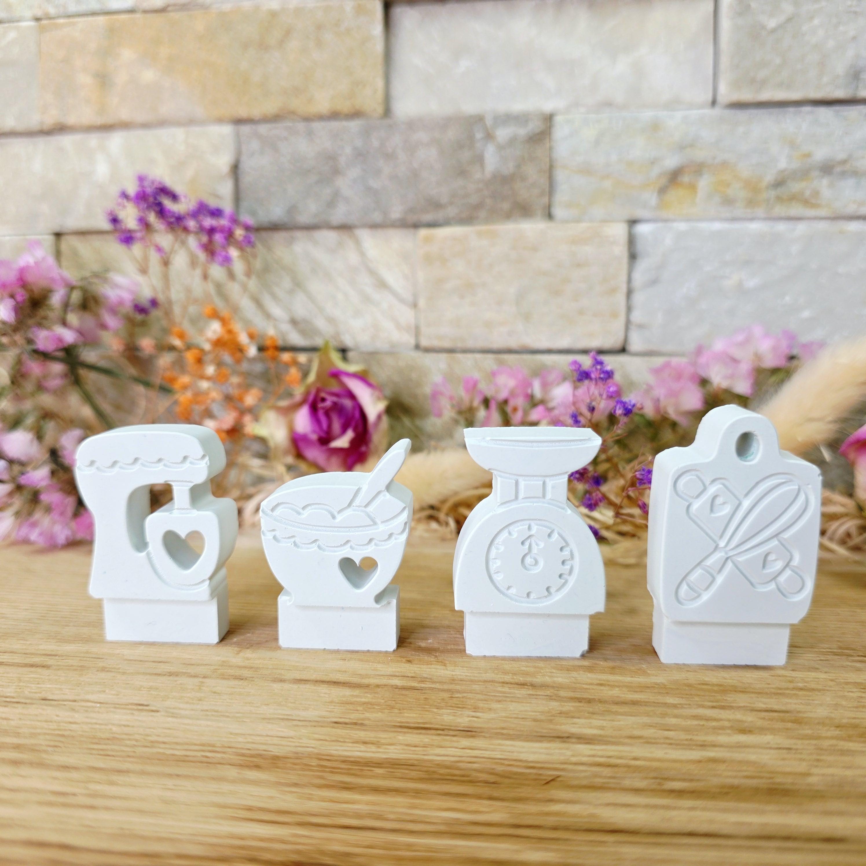 Silikon – Gießform – Steckform Backstube – 4er Set mit Küchenmotiven