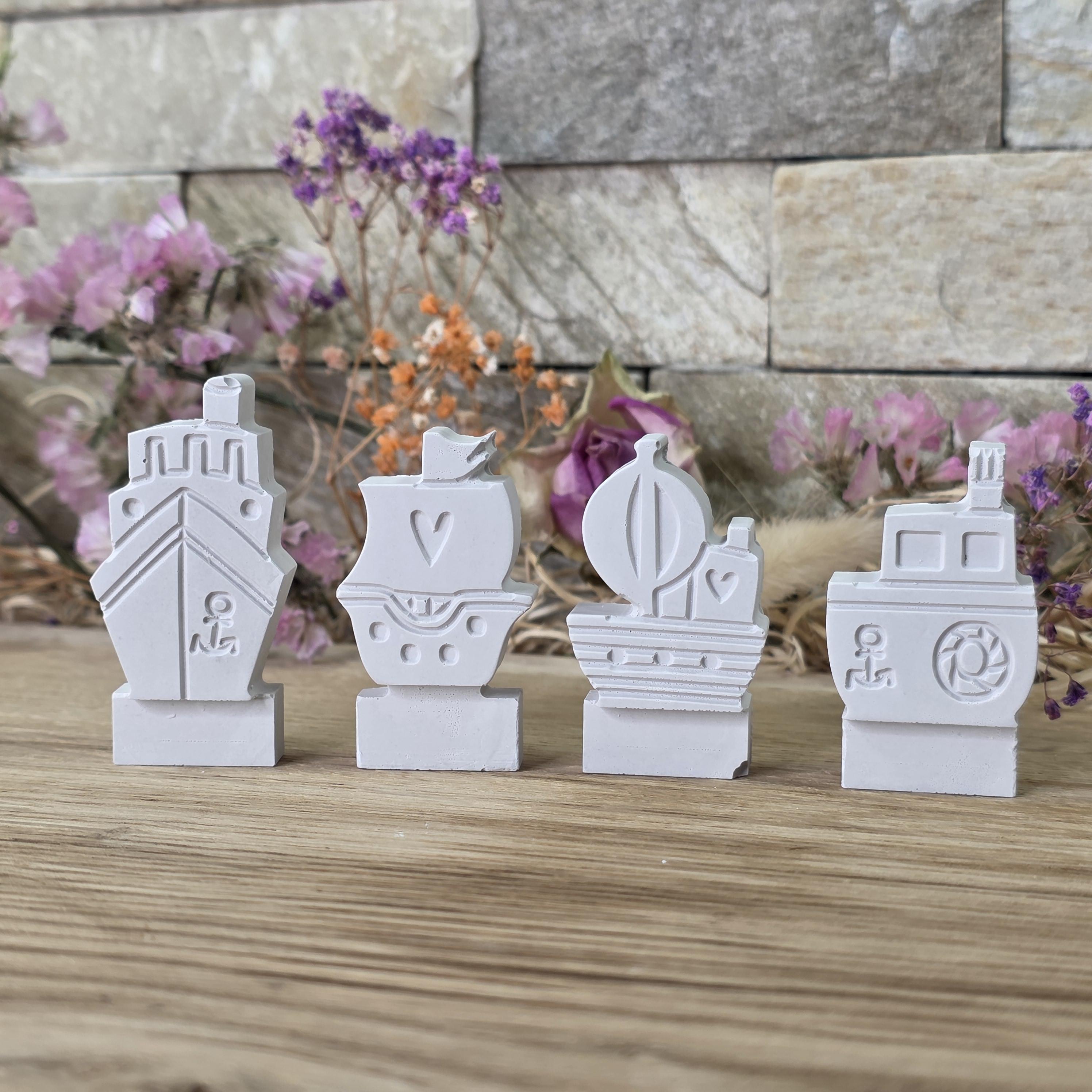 Silikon – Gießform – Küstenzauber – 4 Boote für den Steckkranz