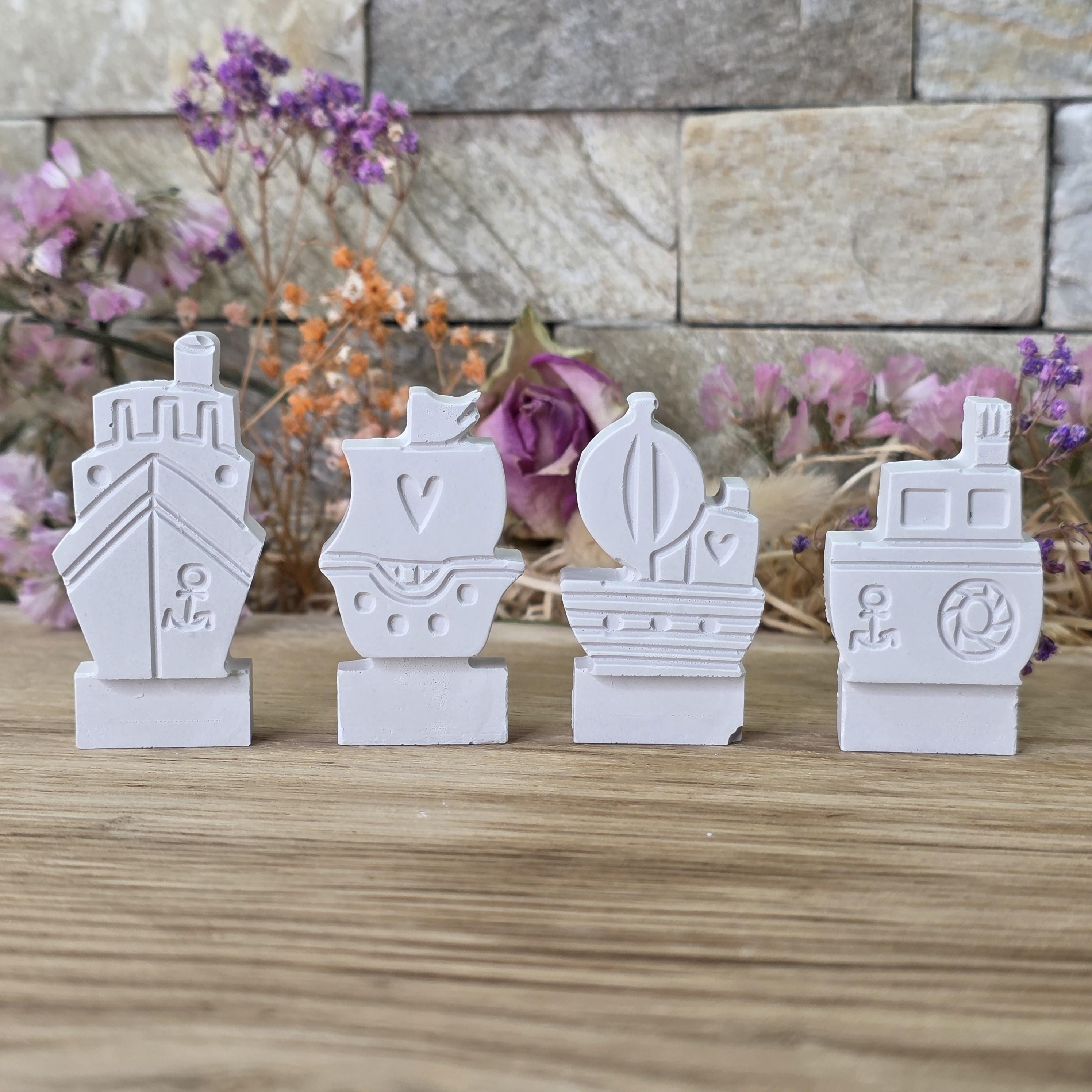 Silikon – Gießform – Küstenzauber – 4 Boote für den Steckkranz