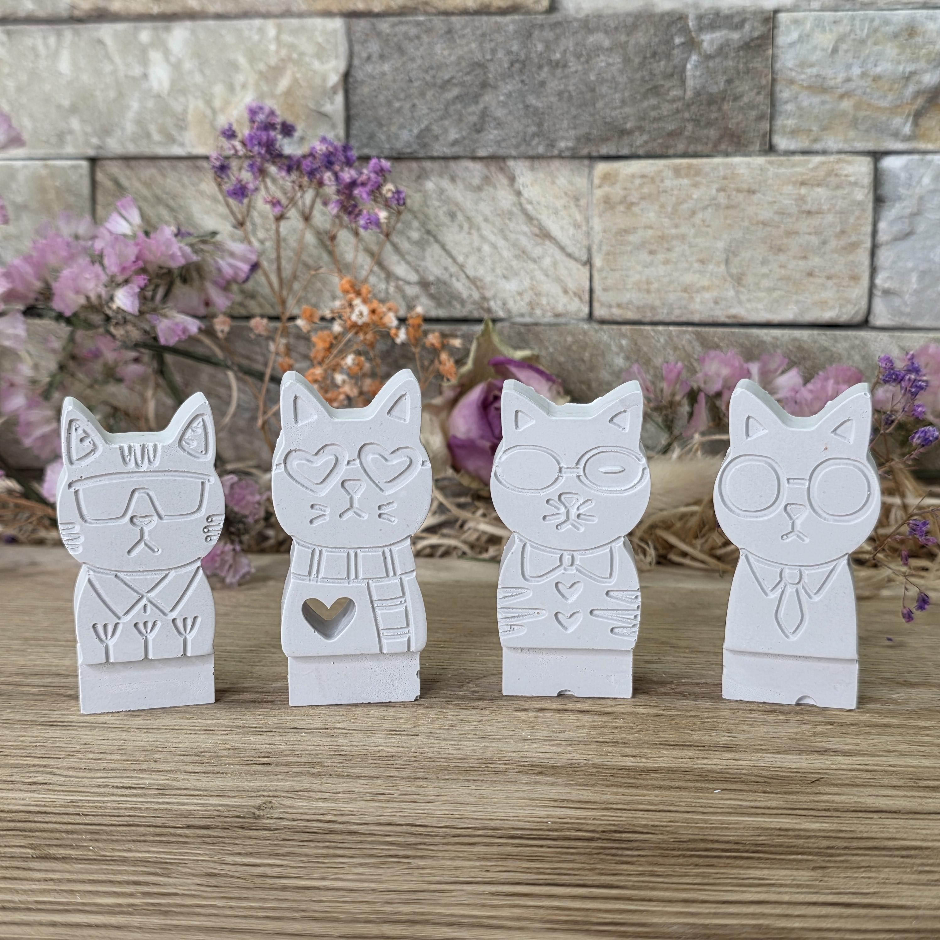 Silikon – Gießform – Cool Cats – 4er-Set für dein Stecksystem -