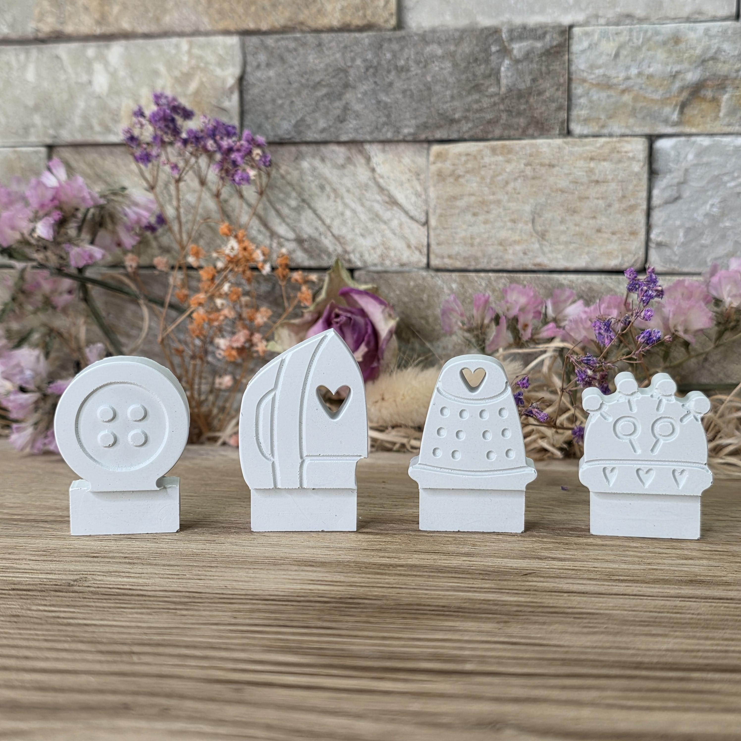 Silikon – Gießform – Steckform Nähen – Nadelkissen, Bügeleisen & Knopf -