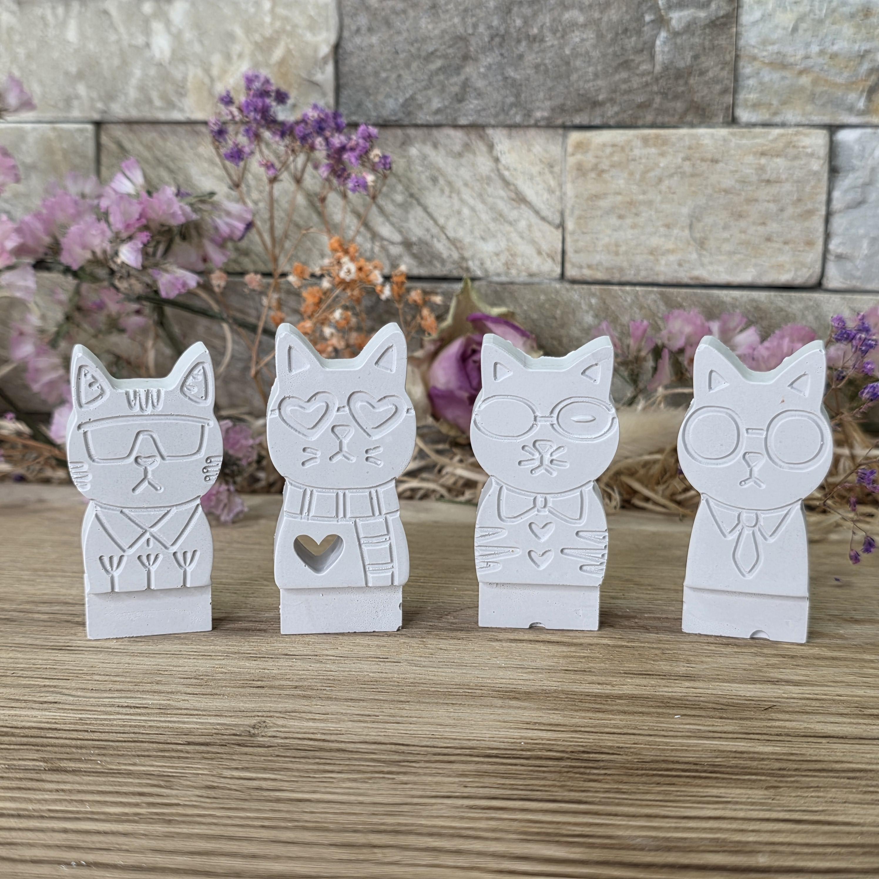 Silikon – Gießform – Cool Cats – 4er-Set für dein Stecksystem -