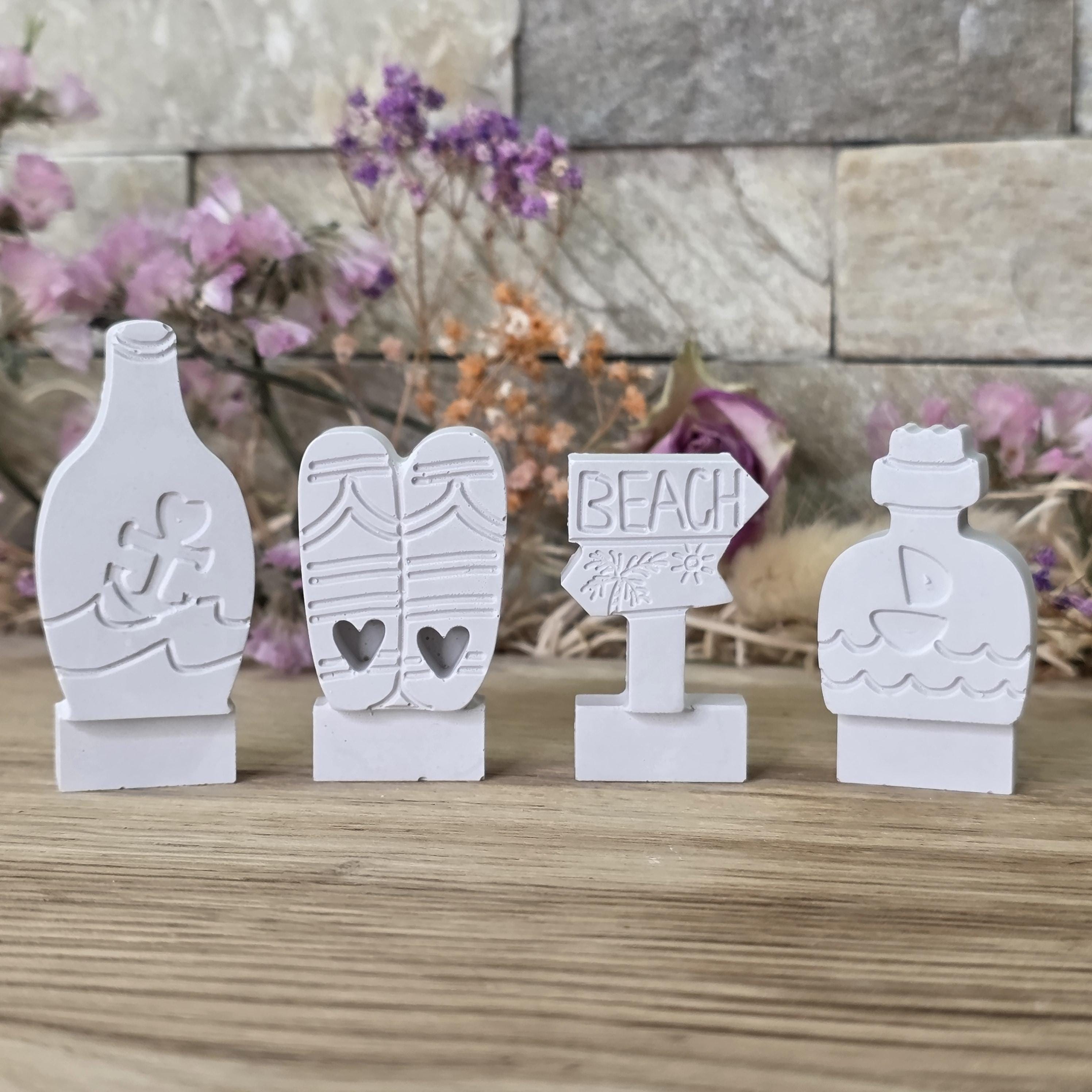 Silikon – Gießform – Maritimes Beach Set – 4 Stecker für den Steckkranz -