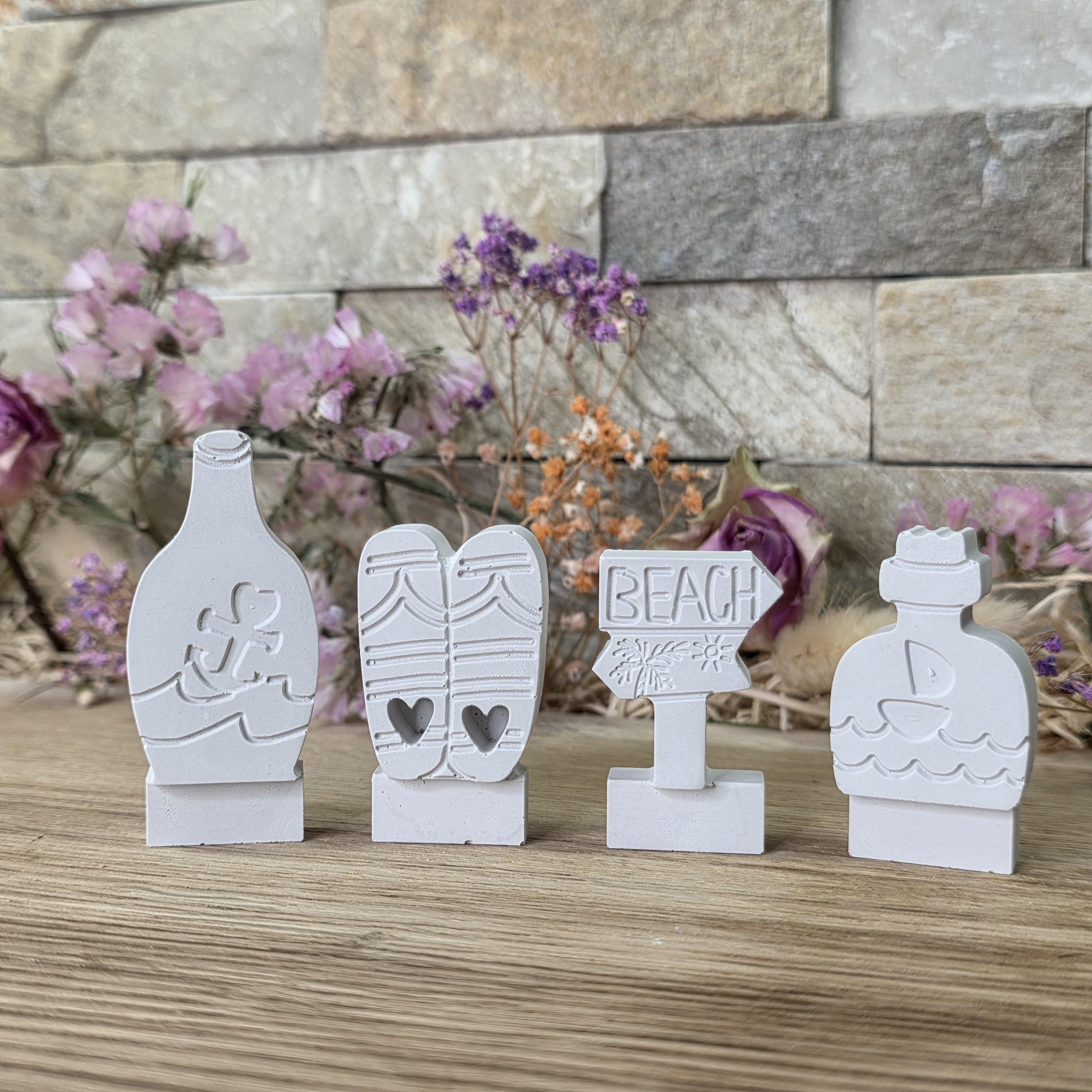 Silikon – Gießform – Maritimes Beach Set – 4 Stecker für den Steckkranz -