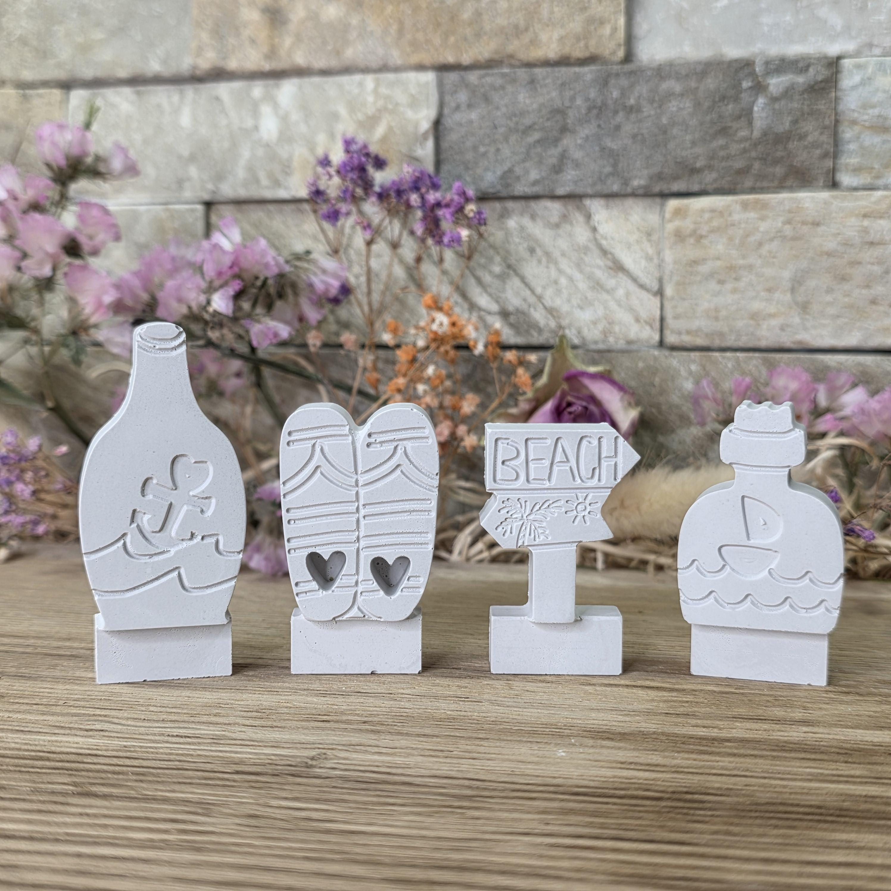 Silikon – Gießform – Maritimes Beach Set – 4 Stecker für den Steckkranz -