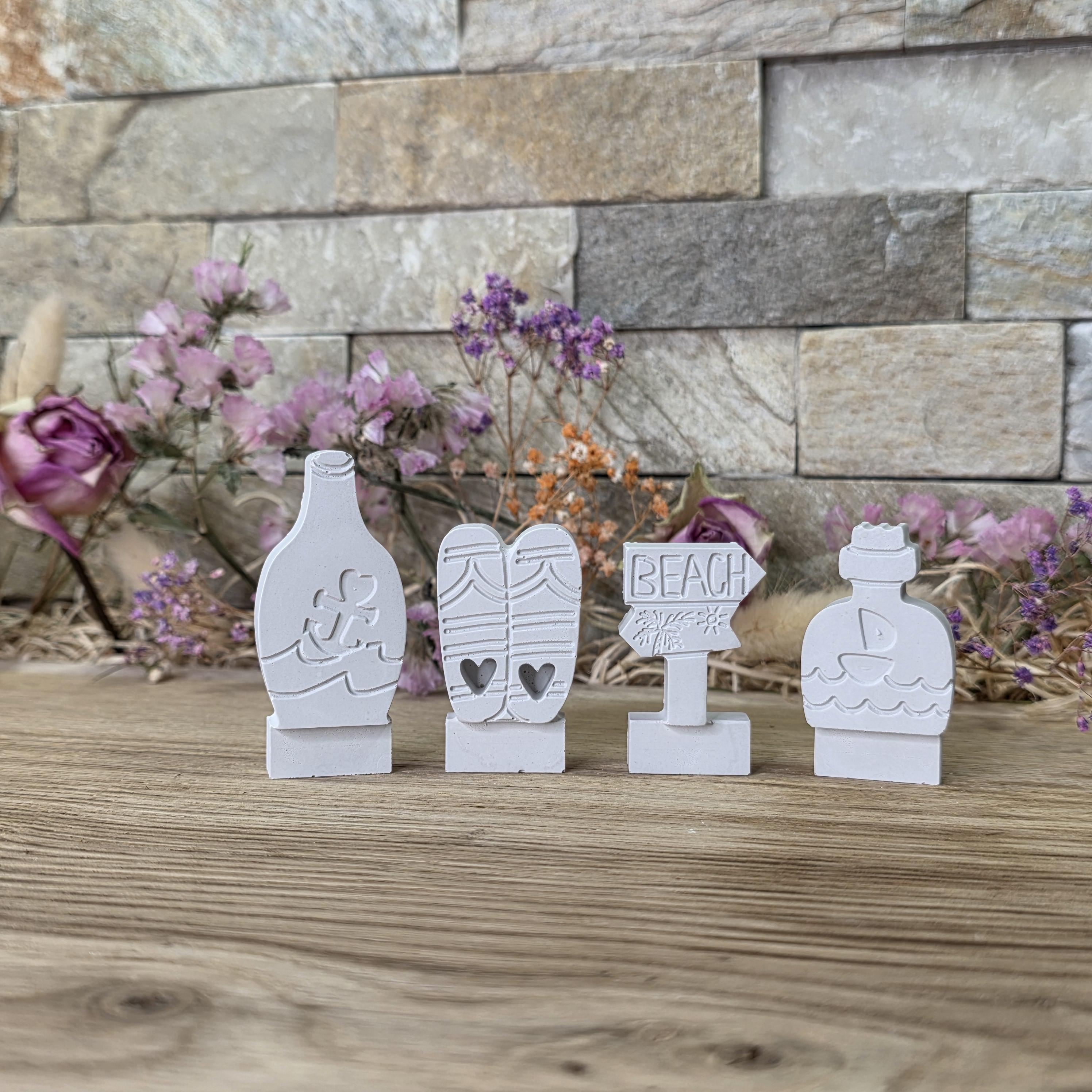 Silikon – Gießform – Maritimes Beach Set – 4 Stecker für den Steckkranz -