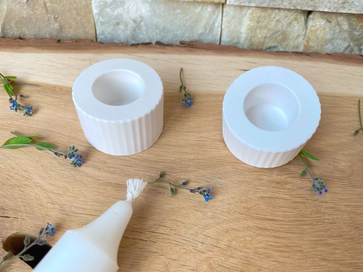 Silikon Giessform kleiner Stabkerzenhalter mit Rillen – Ansicht 2
