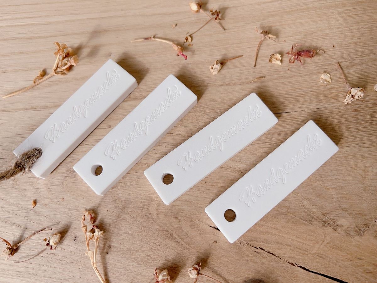 Silikon Gießform Verkaufsanhänger Anhänger Personalisiert Handgemacht 4er Set – Schrift – Ansicht 2