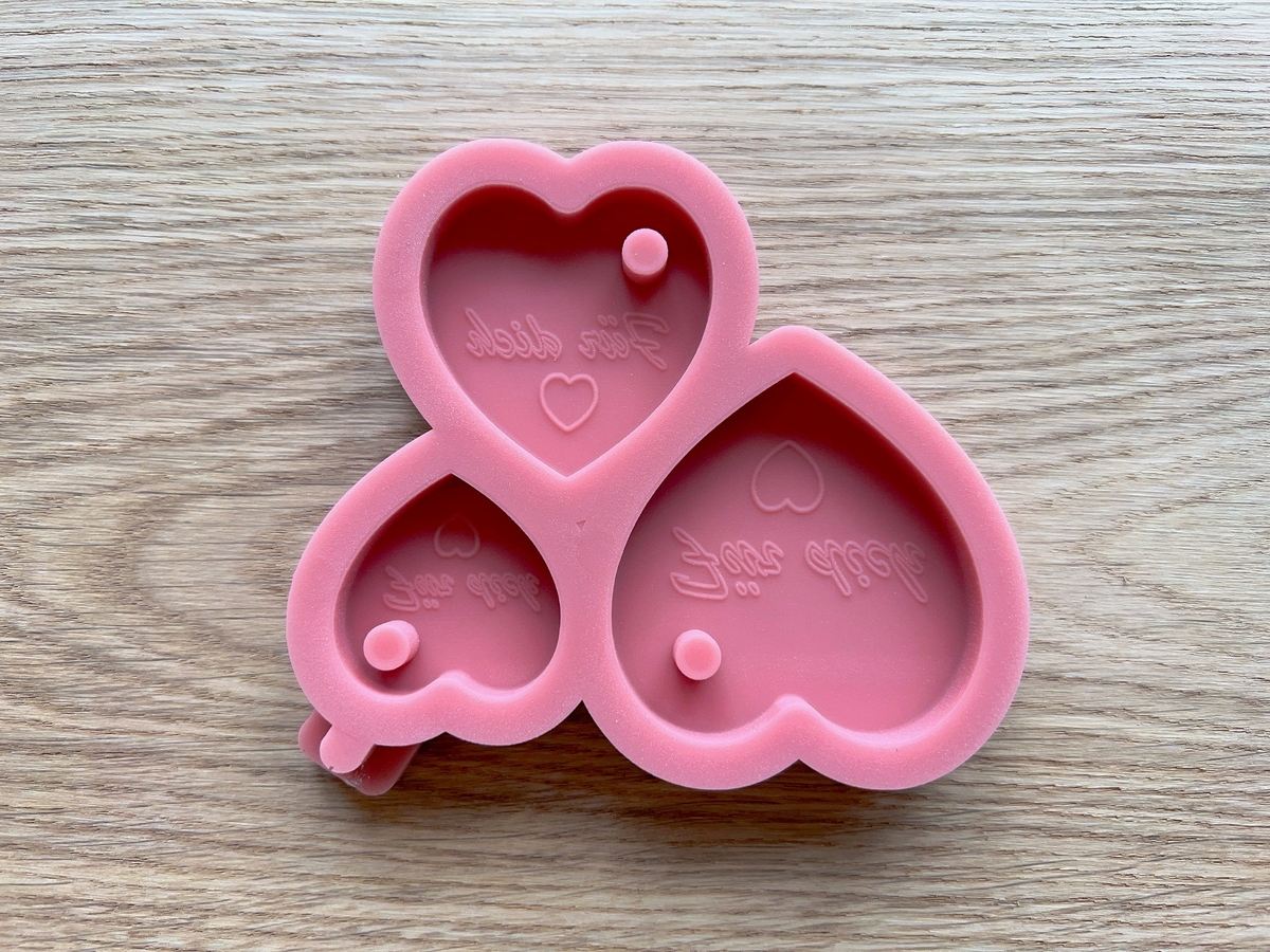 Silikon Gießform Verkaufsanhänger Herzanhänger Personalisiert Für dich 3er Set – Ansicht 3