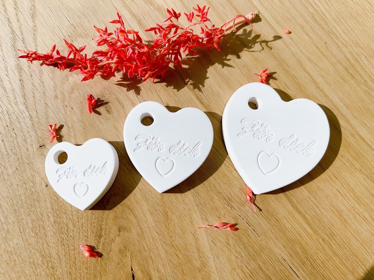 Silikon Gießform Verkaufsanhänger Herzanhänger Personalisiert Für dich 3er Set – Ansicht 4