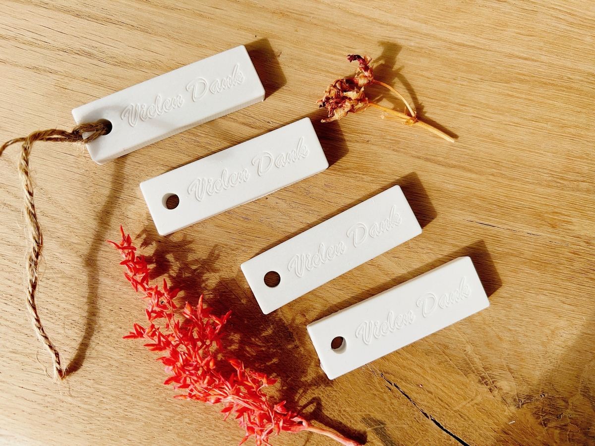 Silikon Gießform Verkaufsanhänger Anhänger Personalisiert Vielen Dank 4er Set – Schrift – Ansicht 6