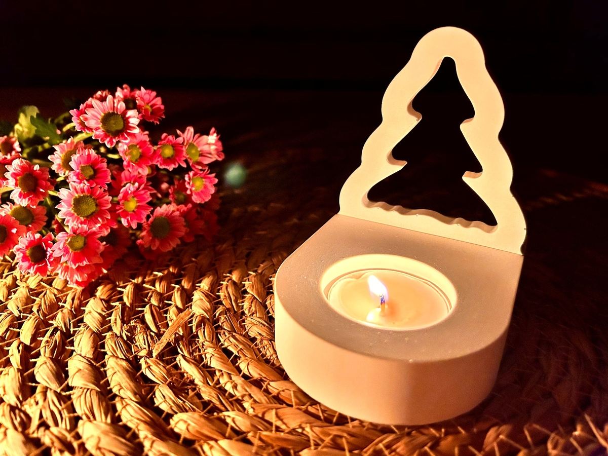 Silikon Gießform Tannenbaum offen Einschieber für unseren Teelichthalter – Kerzenhalter – Ansicht 3