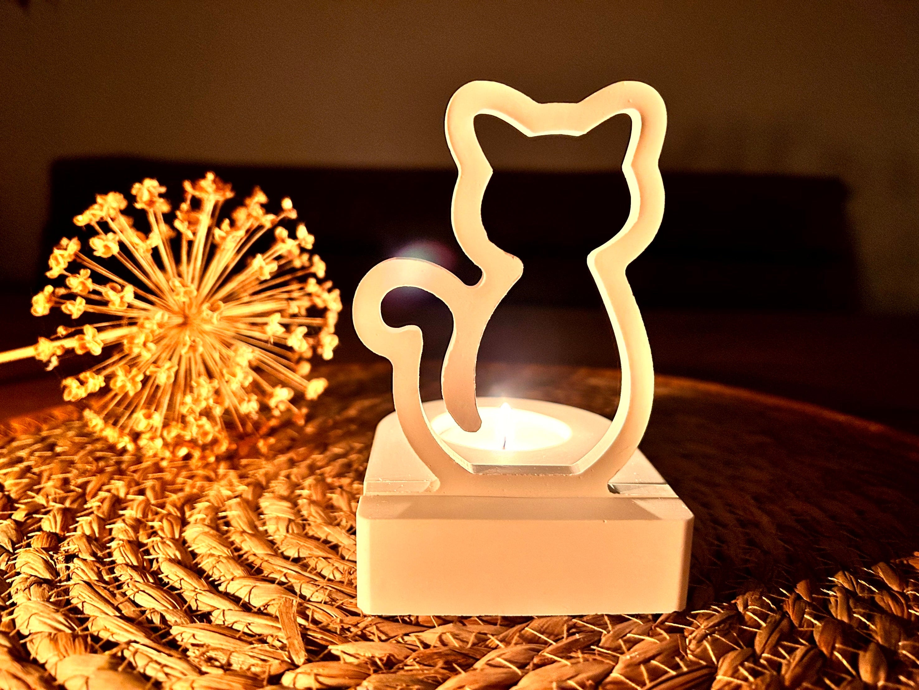 Silikon - Gießform -Katze 4 Einschieber für unseren Teelichthalter  -