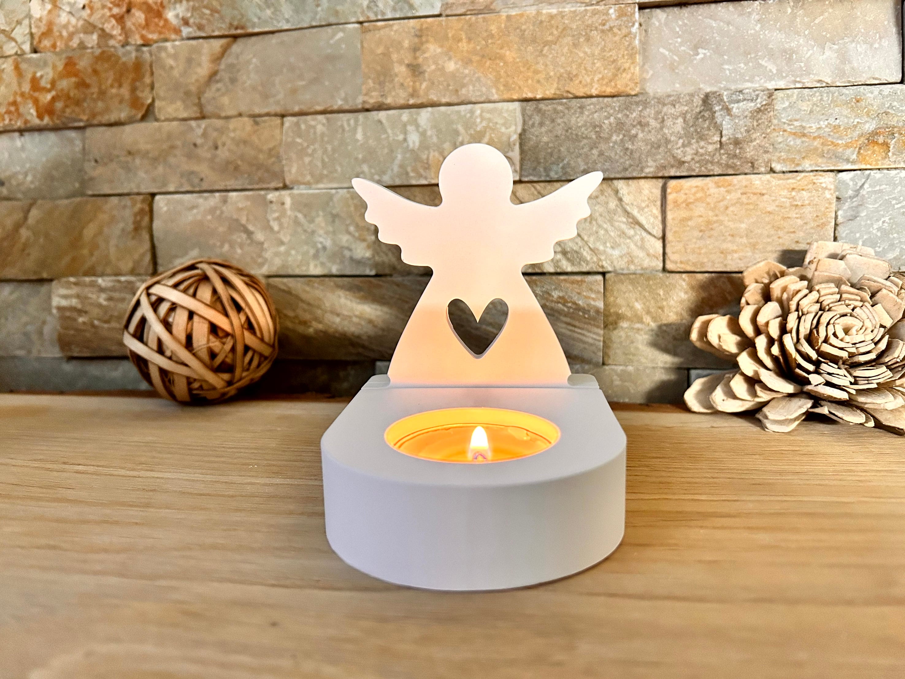 Silikon - Gießform - niedlicher Engel mit Herz Einschieber für unseren Teelichthalter  -