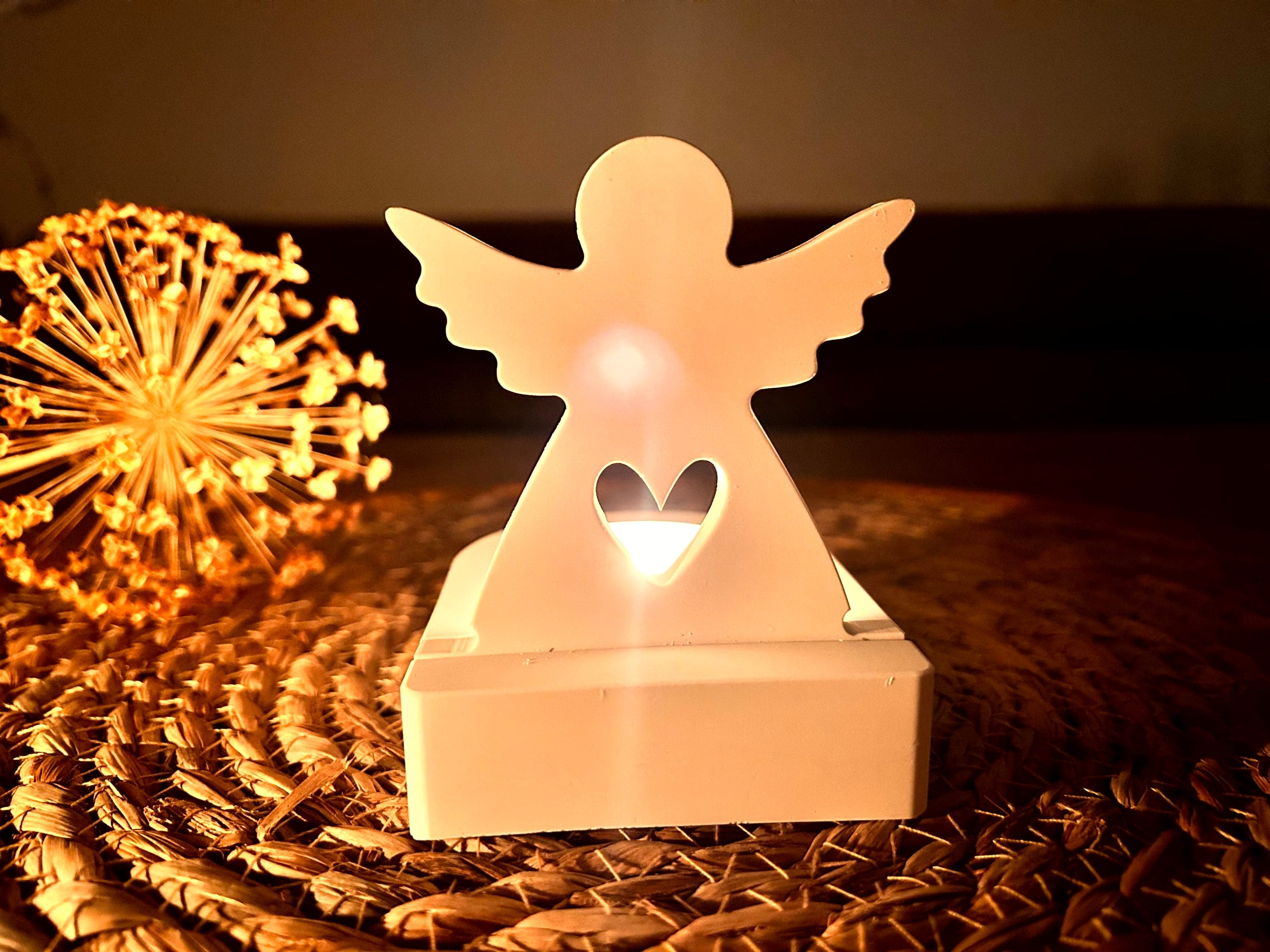 Silikon - Gießform - niedlicher Engel mit Herz Einschieber für unseren Teelichthalter  -
