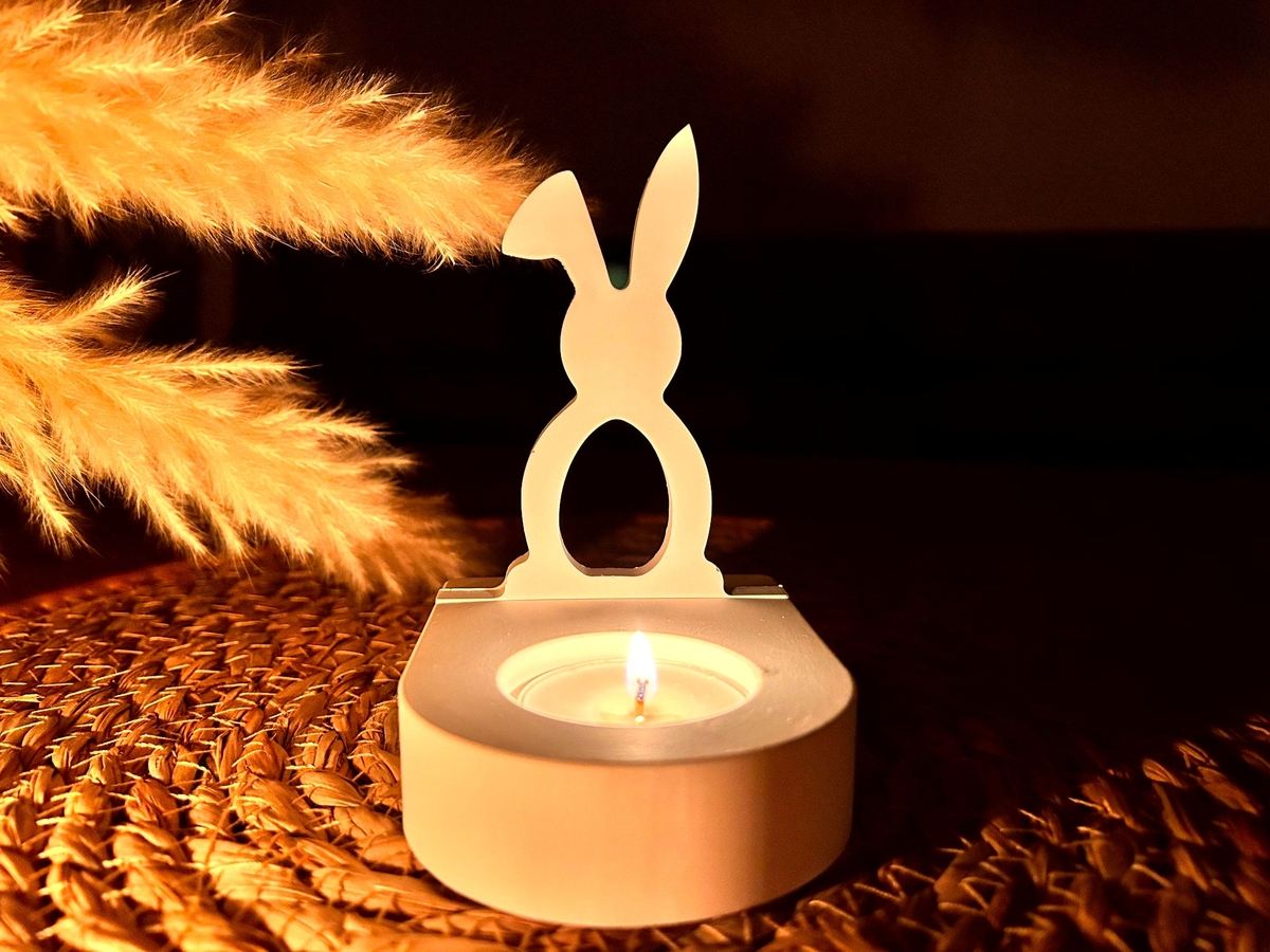 Silikon Gießform Hase Offen mit abgeknickten Ohren Einschieber für unseren Teelichthalter – Kerzenhalter