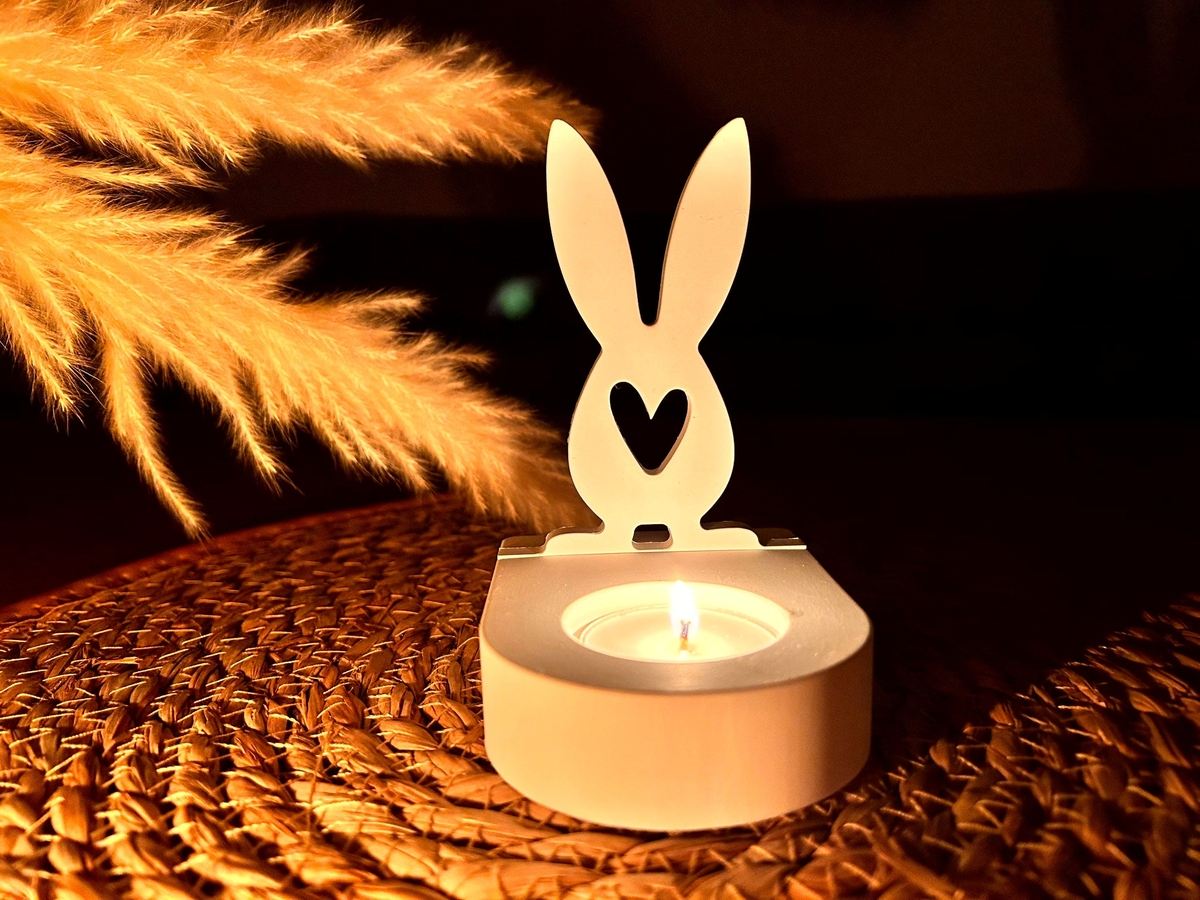 Silikon Gießform Hase mit Herz und Füßen Einschieber für unseren Teelichthalter – Kerzenhalter – Ansicht 2